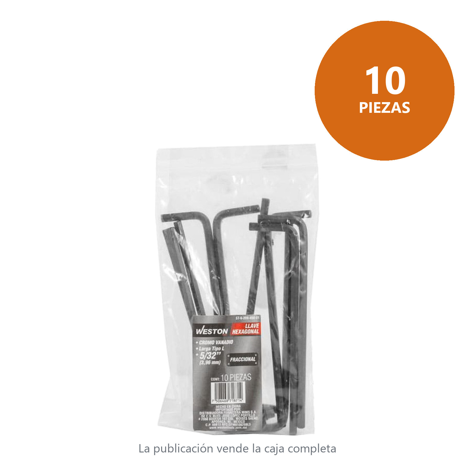 LLAVE HEX, L LARGA 5/32'' (PRECIO X PZA - EMPAQUE C/10 PZAS) - Imagen 3