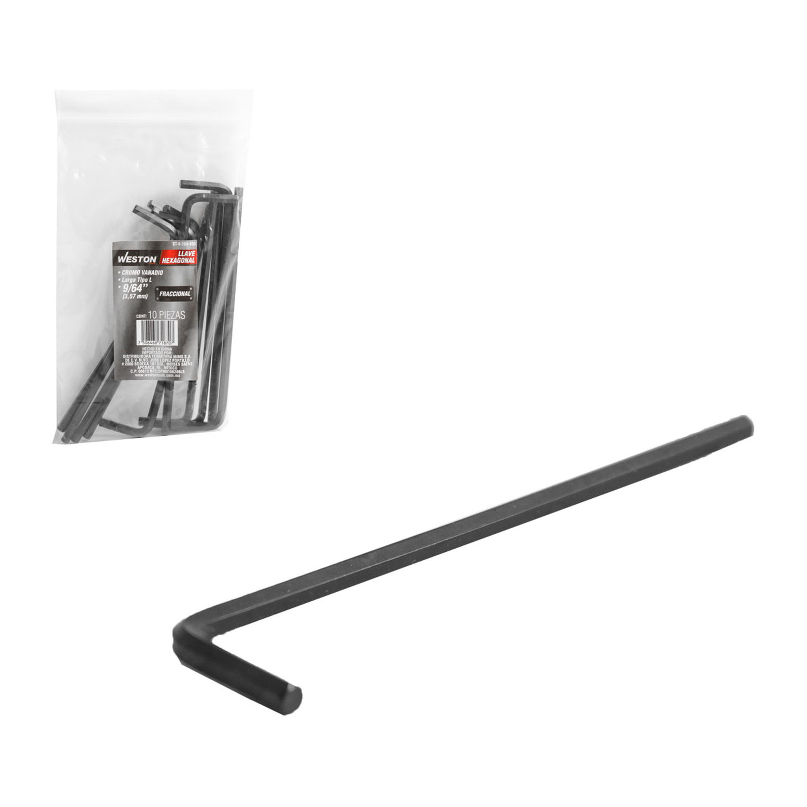 Llave Hexagonal L Larga 9/64" WESTON