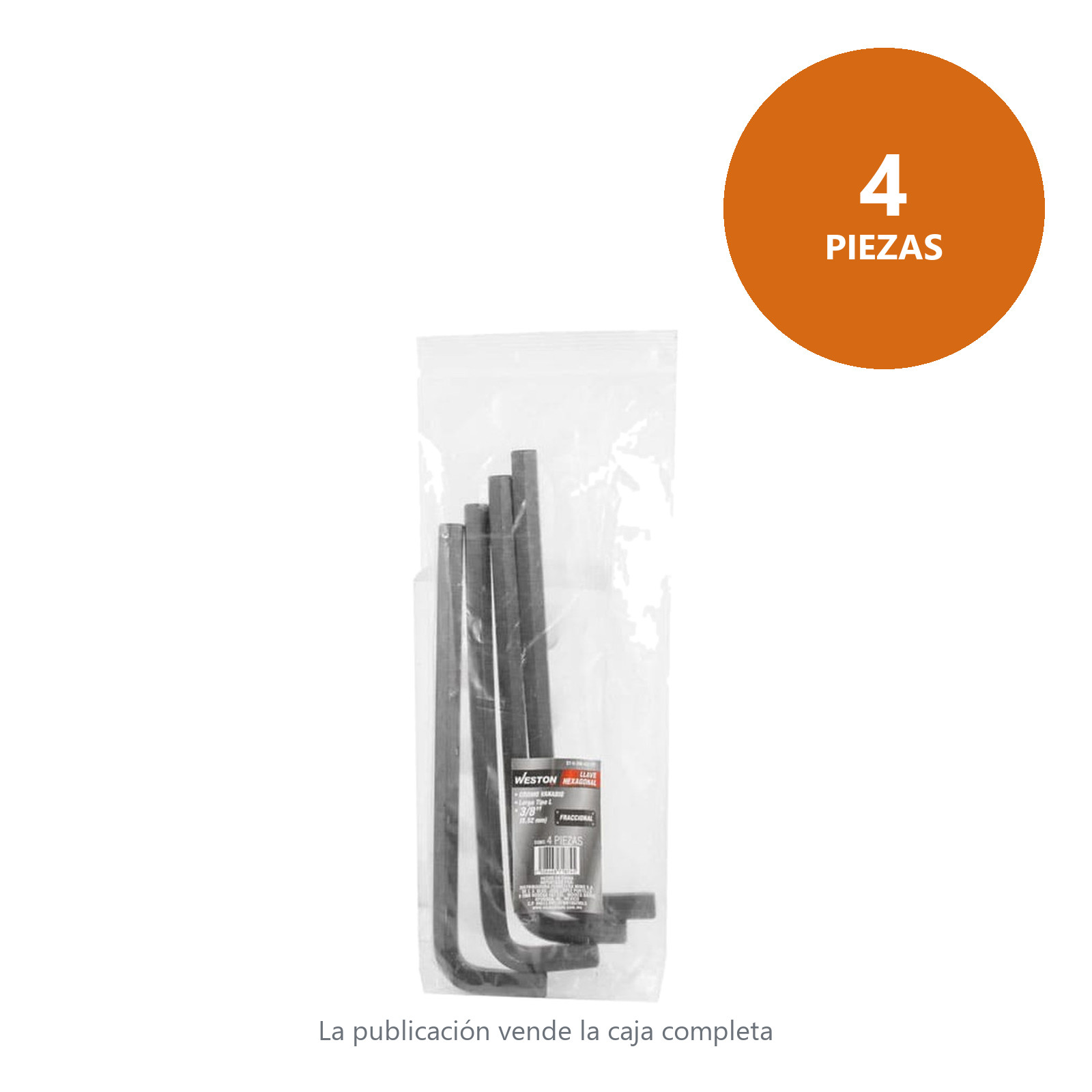 LLAVE HEX, L LARGA 3/8'' (PRECIO X PZA - EMPAQUE C/4 PZAS) - Imagen 3