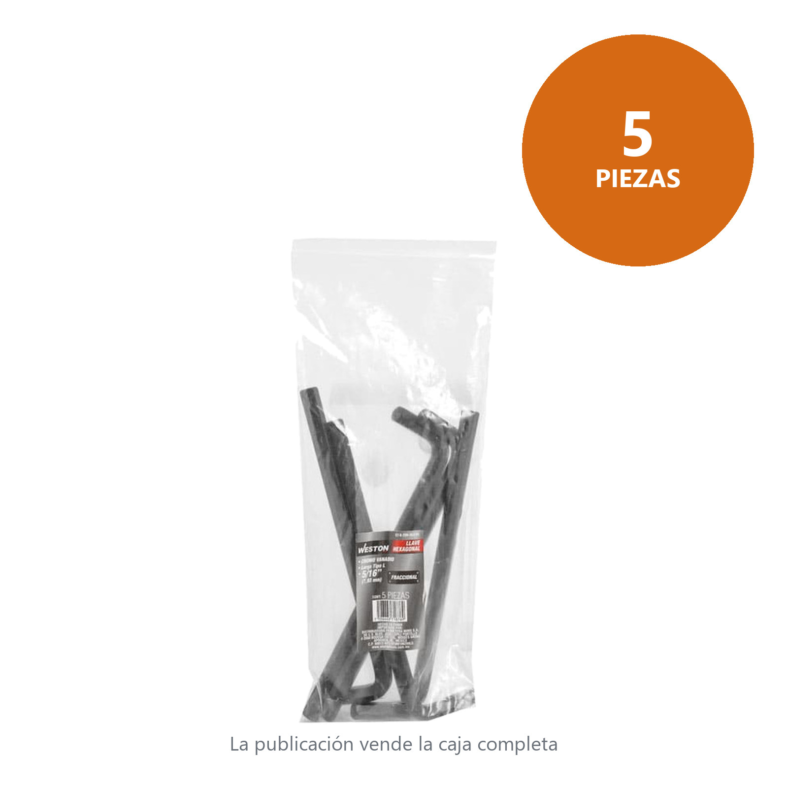 LLAVE HEX, L LARGA 5/16'' (PRECIO X PZA - EMPAQUE C/5 PZAS) - Imagen 3