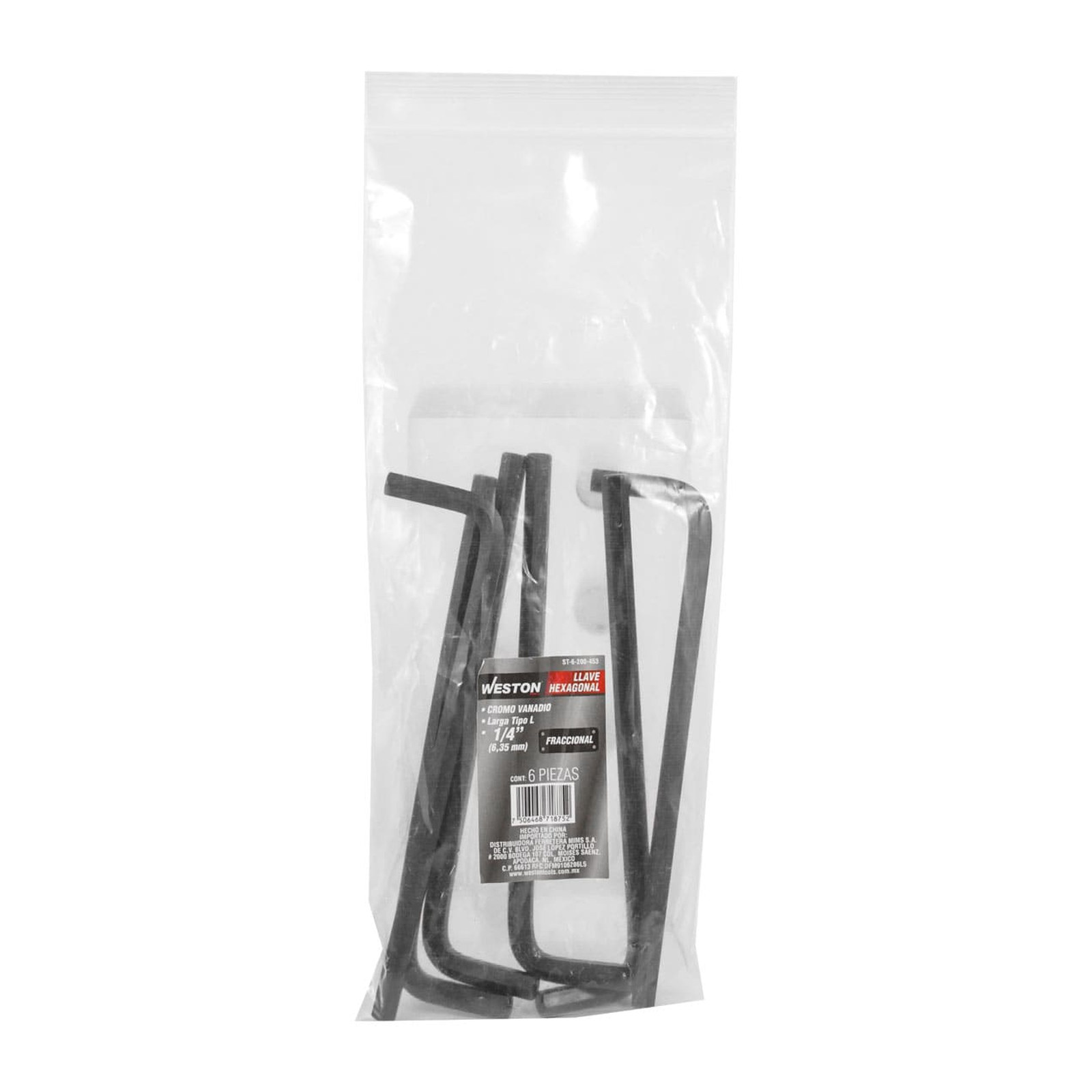 LLAVE HEX, L LARGA 1/4'' (PRECIO X PZA - EMPAQUE C/6 PZAS) - Imagen 2