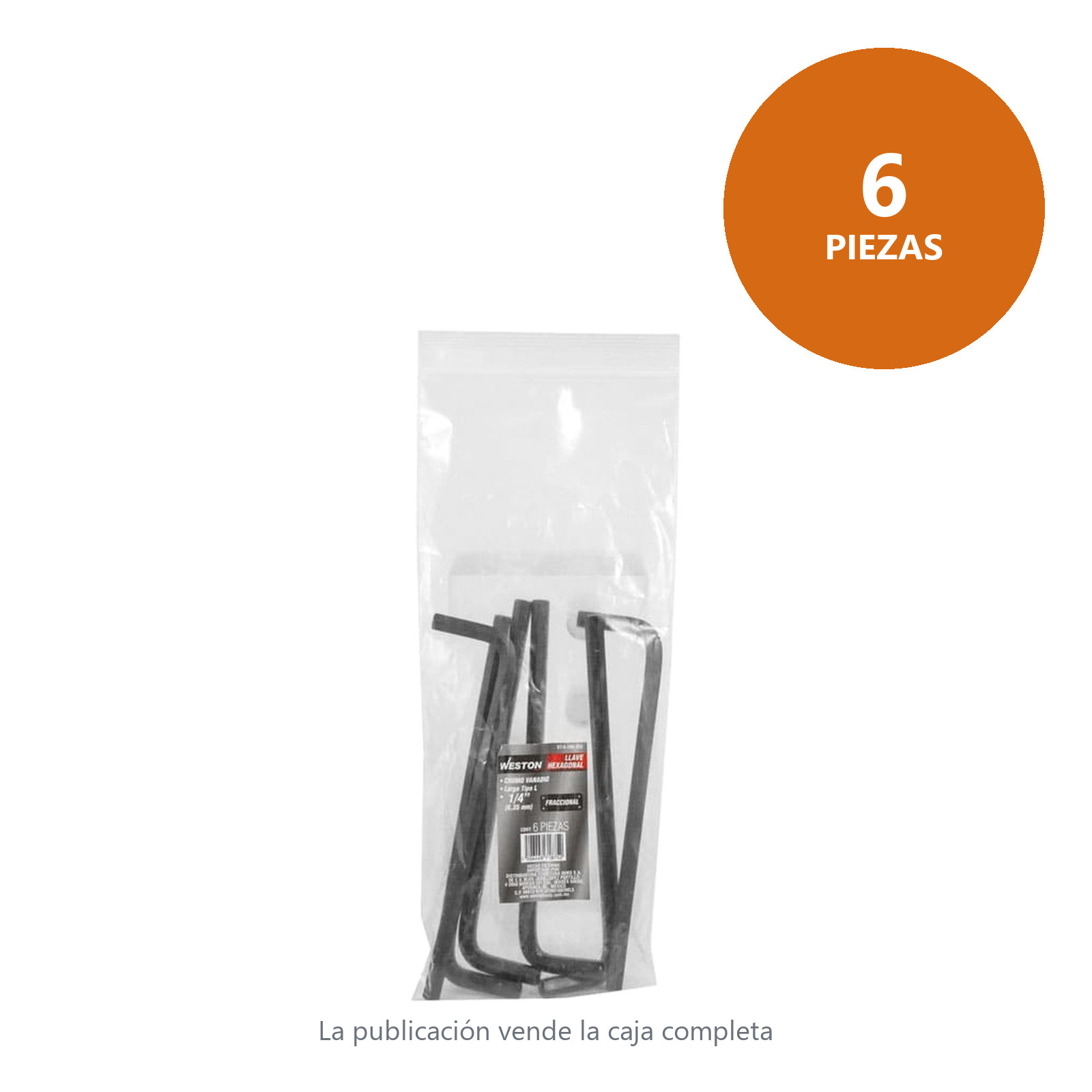 LLAVE HEX, L LARGA 1/4'' (PRECIO X PZA - EMPAQUE C/6 PZAS) - Imagen 3
