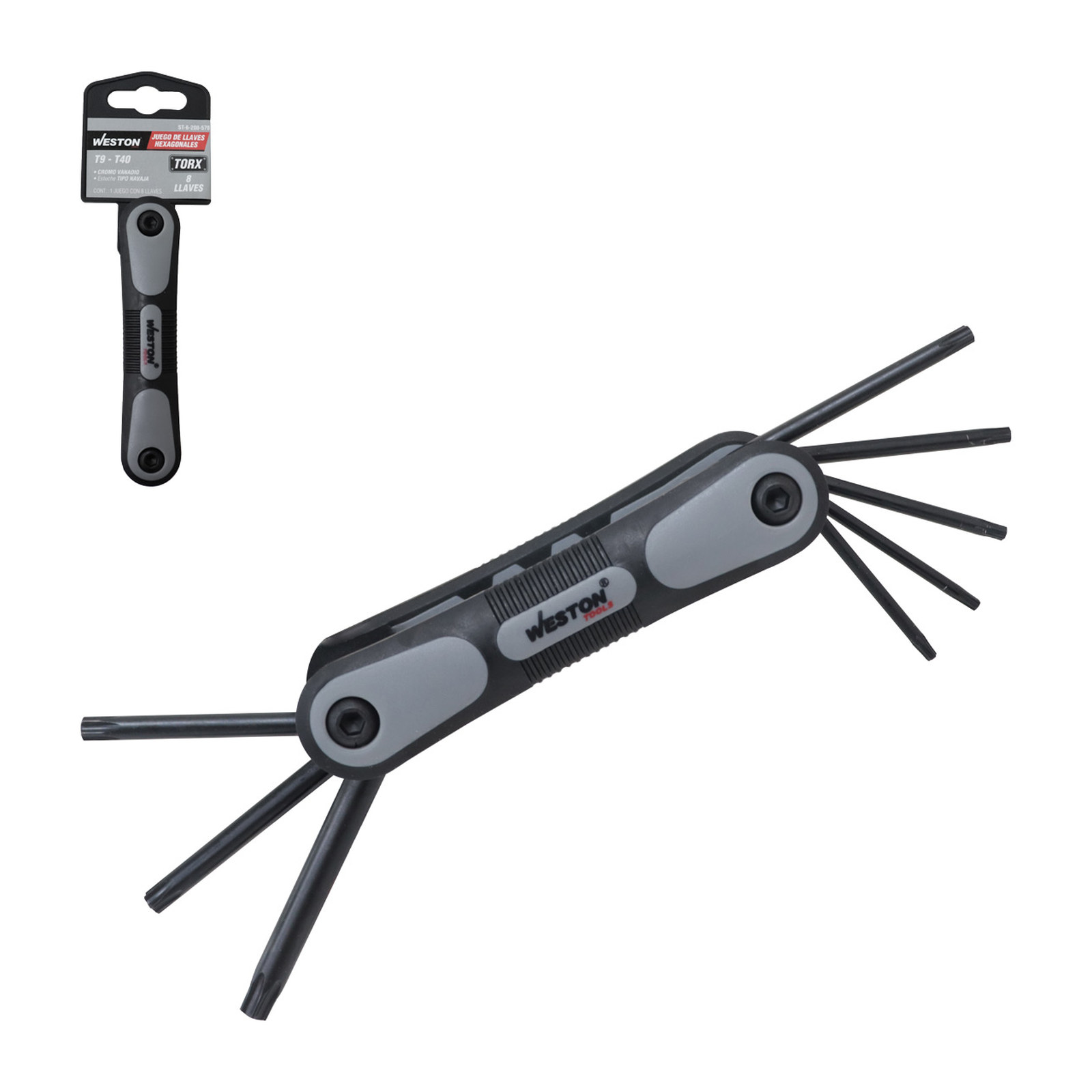 Juego de 8 Llaves Navaja Torx T9-T40 Acero CRV Weston