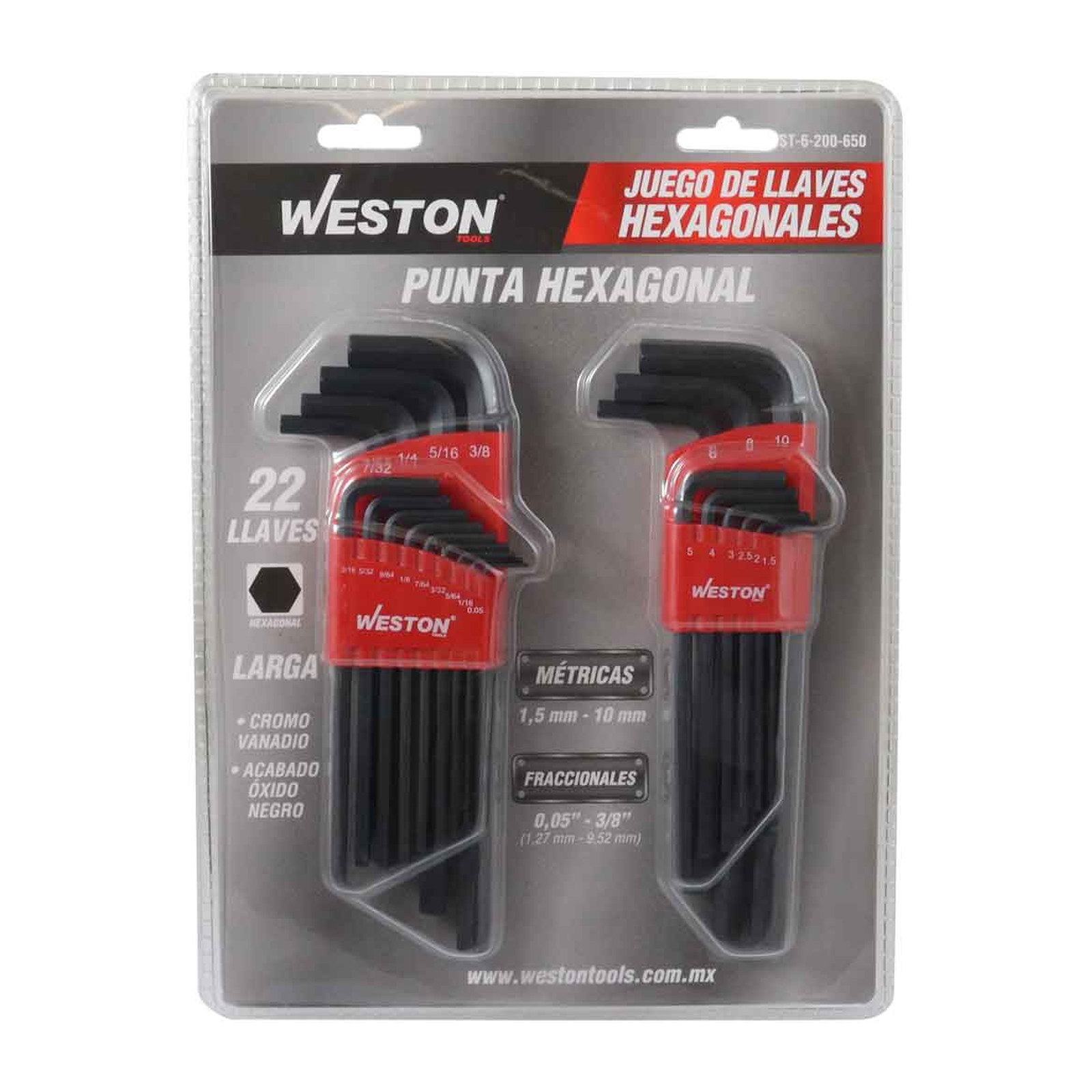 JUEGO DE 22 LLAVES HEX LARGAS  CRV 1.5 A 10MM / 0.05" A 3/8" - Imagen 4