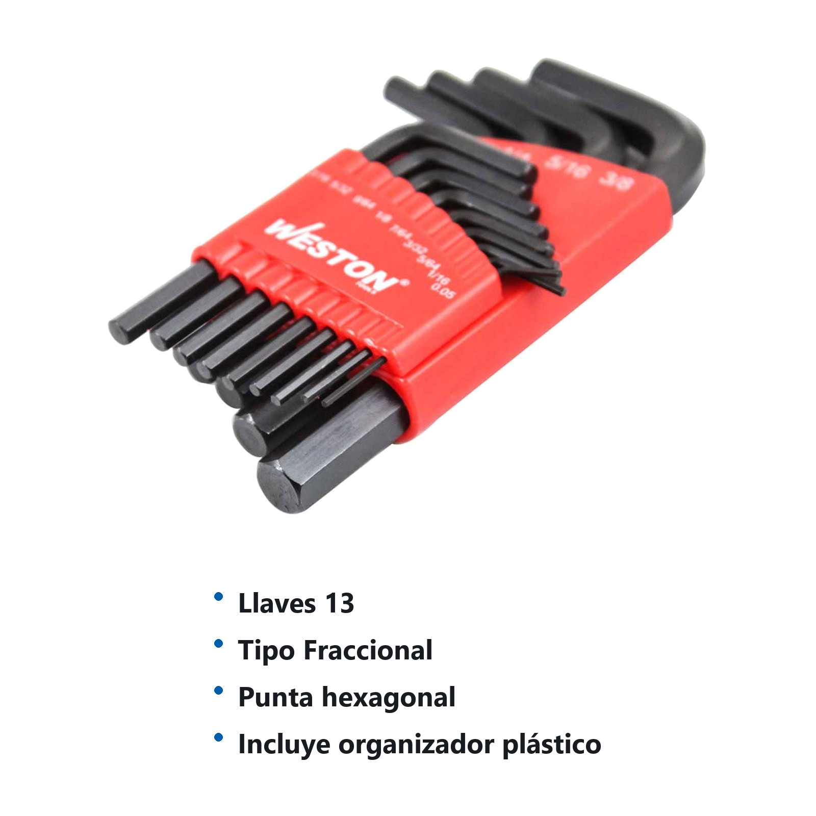 JUEGO DE 13 LLAVES CORTAS HEX STD. 0.05''-3/8'' CRV - Imagen 2