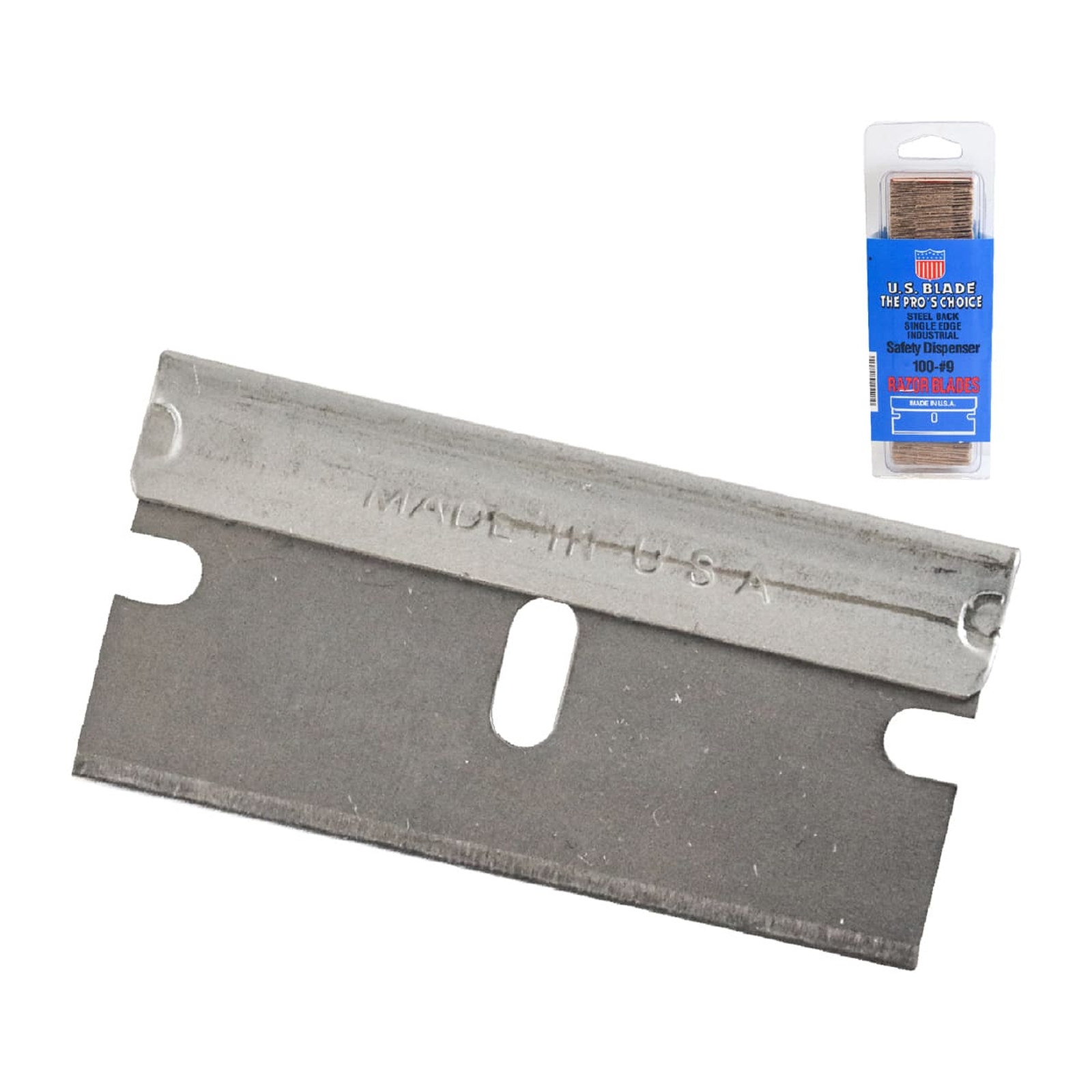 Navaja de Un Filo con Respaldo de Acero US Blade - Blister con 100 Piezas