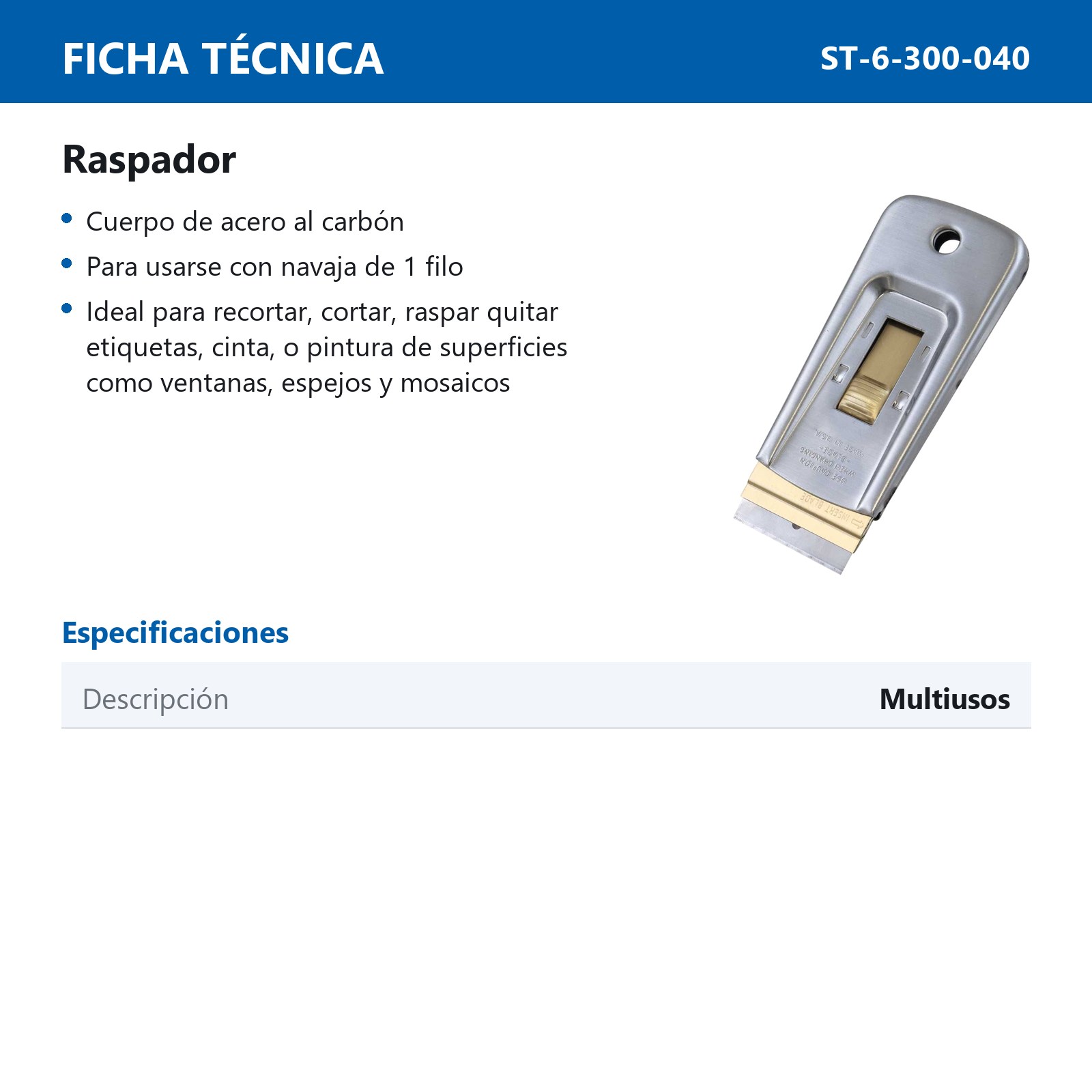 RASPADOR P/NAVAJA 1 FILO - Imagen 4