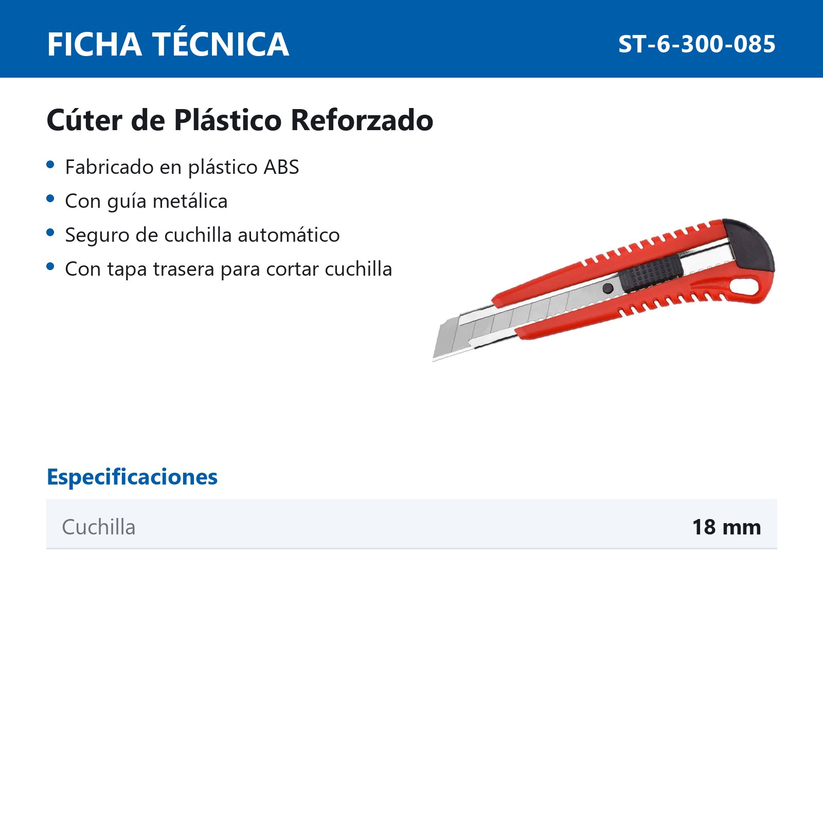CUTER DE PLASTICO REFORZADO 18MM - Imagen 3