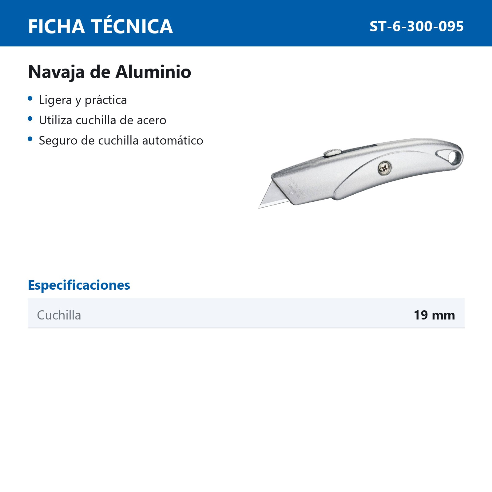 NAVAJA DE ALUMINIO CUCHILLA 19MM - Imagen 3