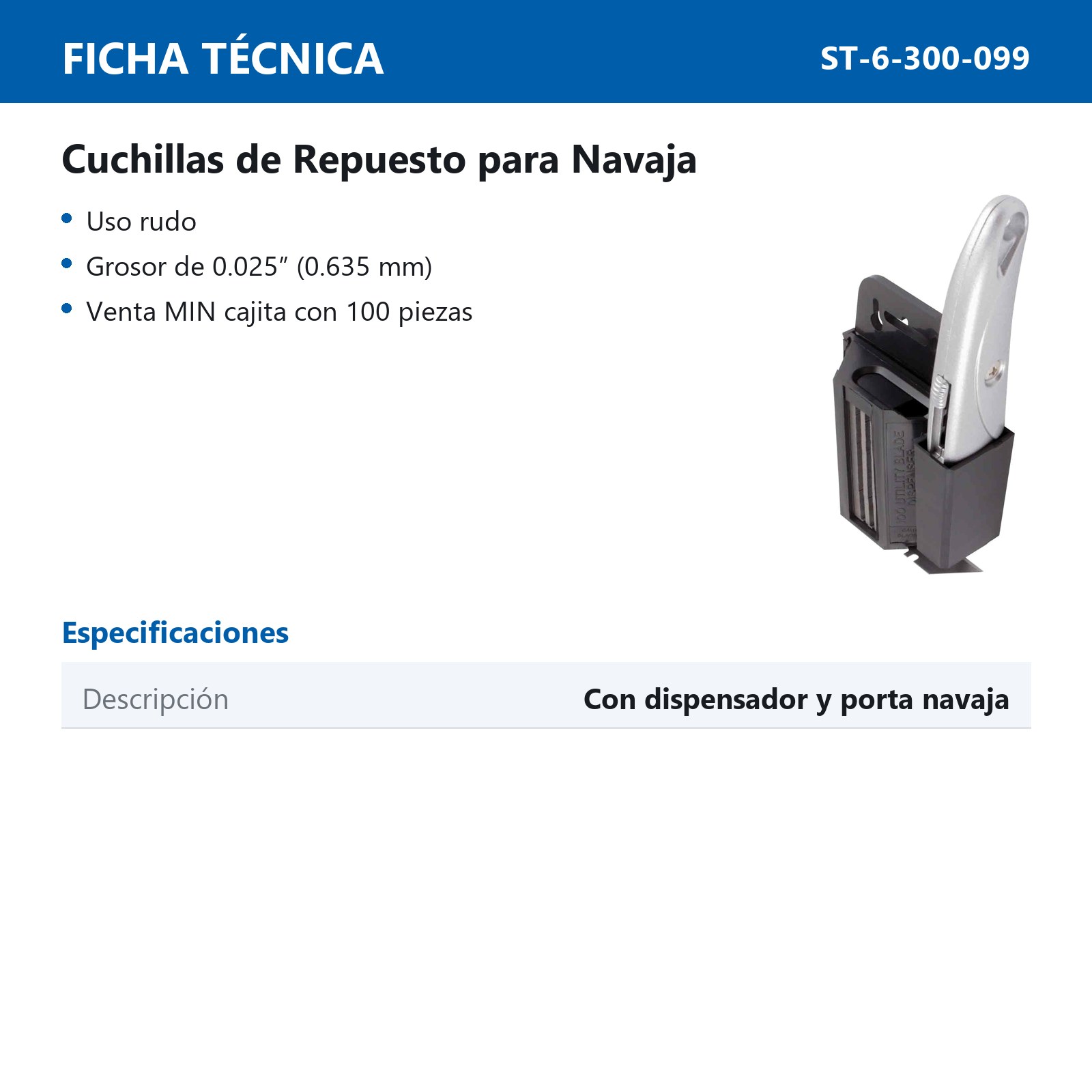 CUCHILLAS DE REPUESTO 19MM C/DISPENSADOR  (PRECIO POR CAJA C/100PZAS) - Imagen 2