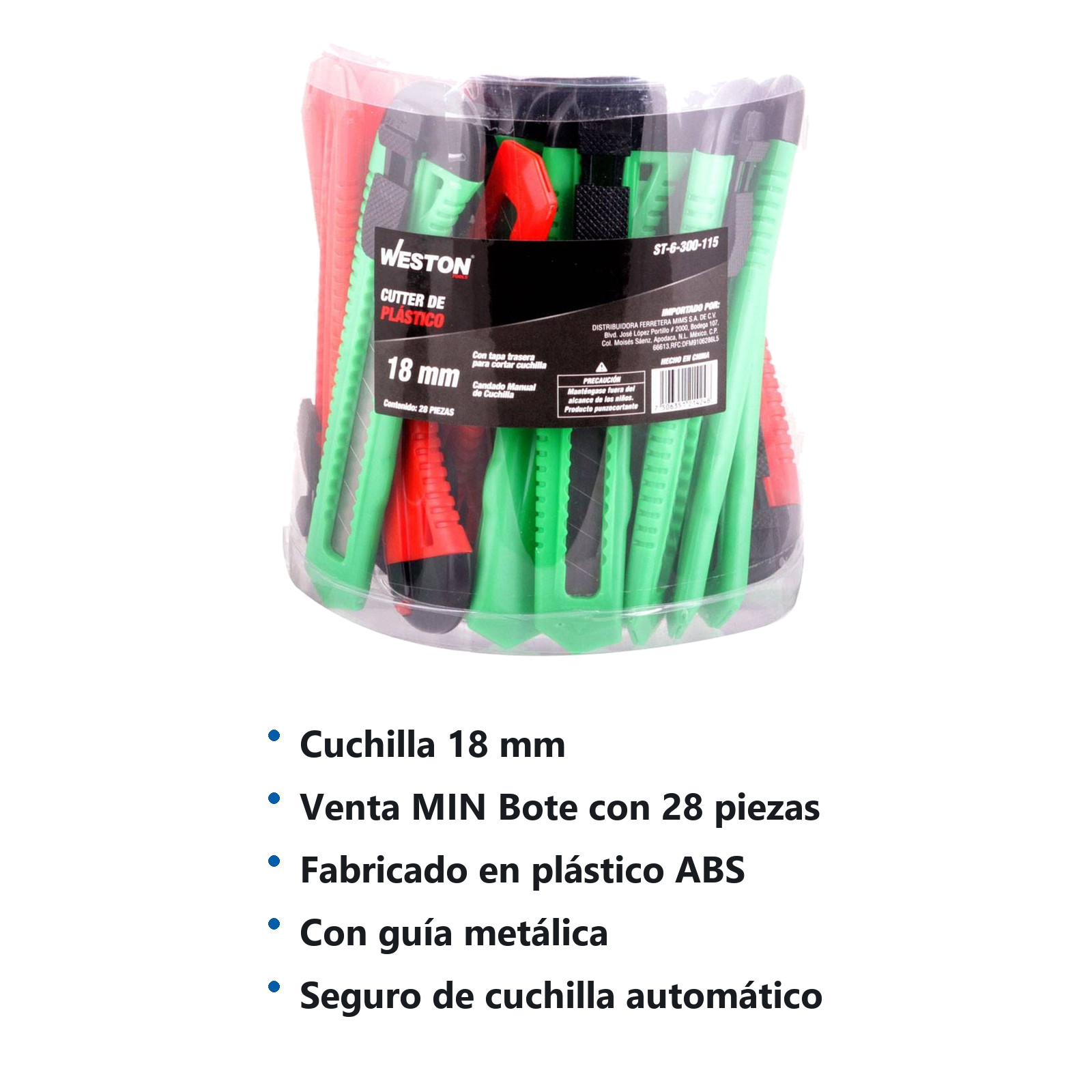 CUTER PLASTICO 18MM - BOTE C/28 PZAS (PRECIO X BOTE) - Imagen 2