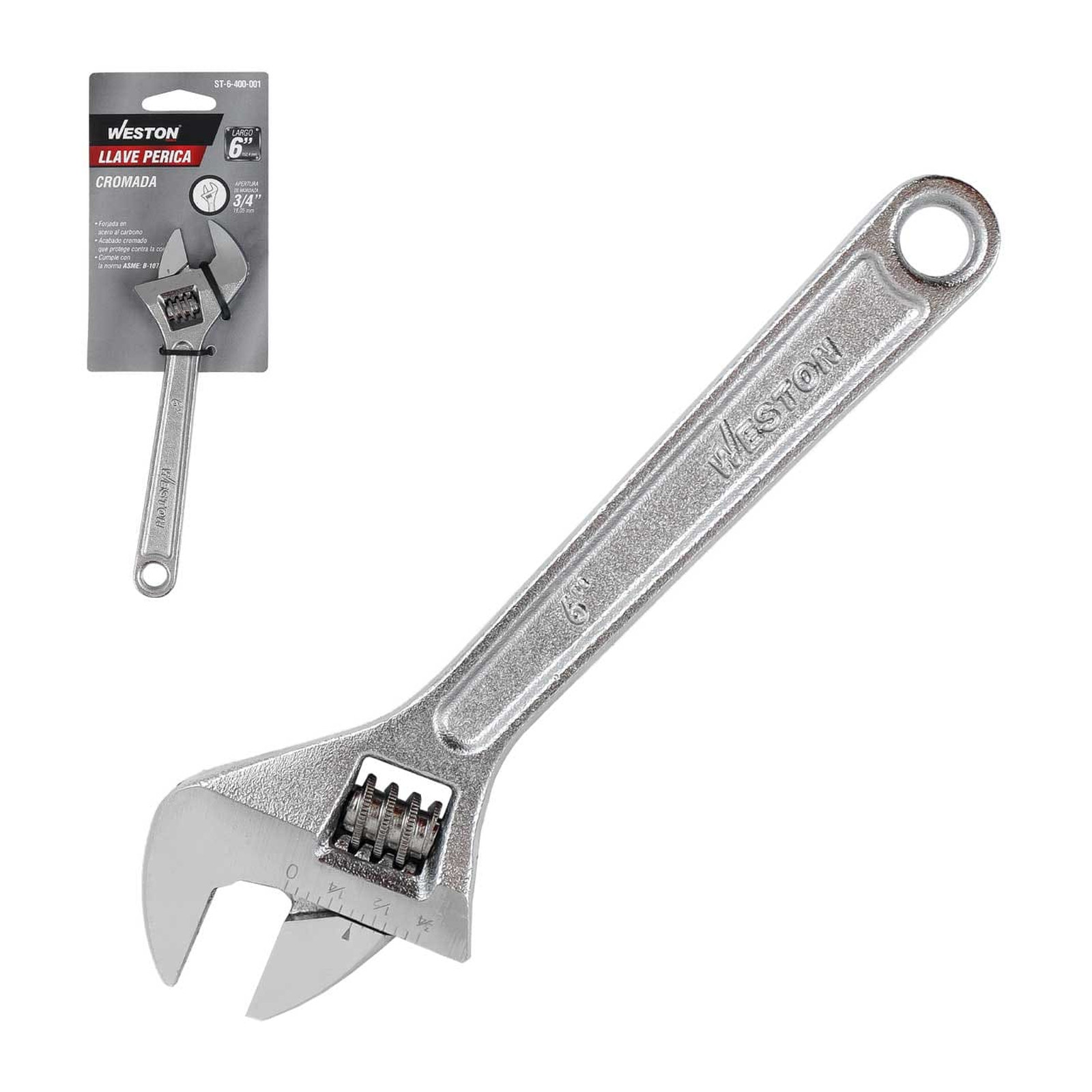 Llave Perica Cromada 6" WESTON