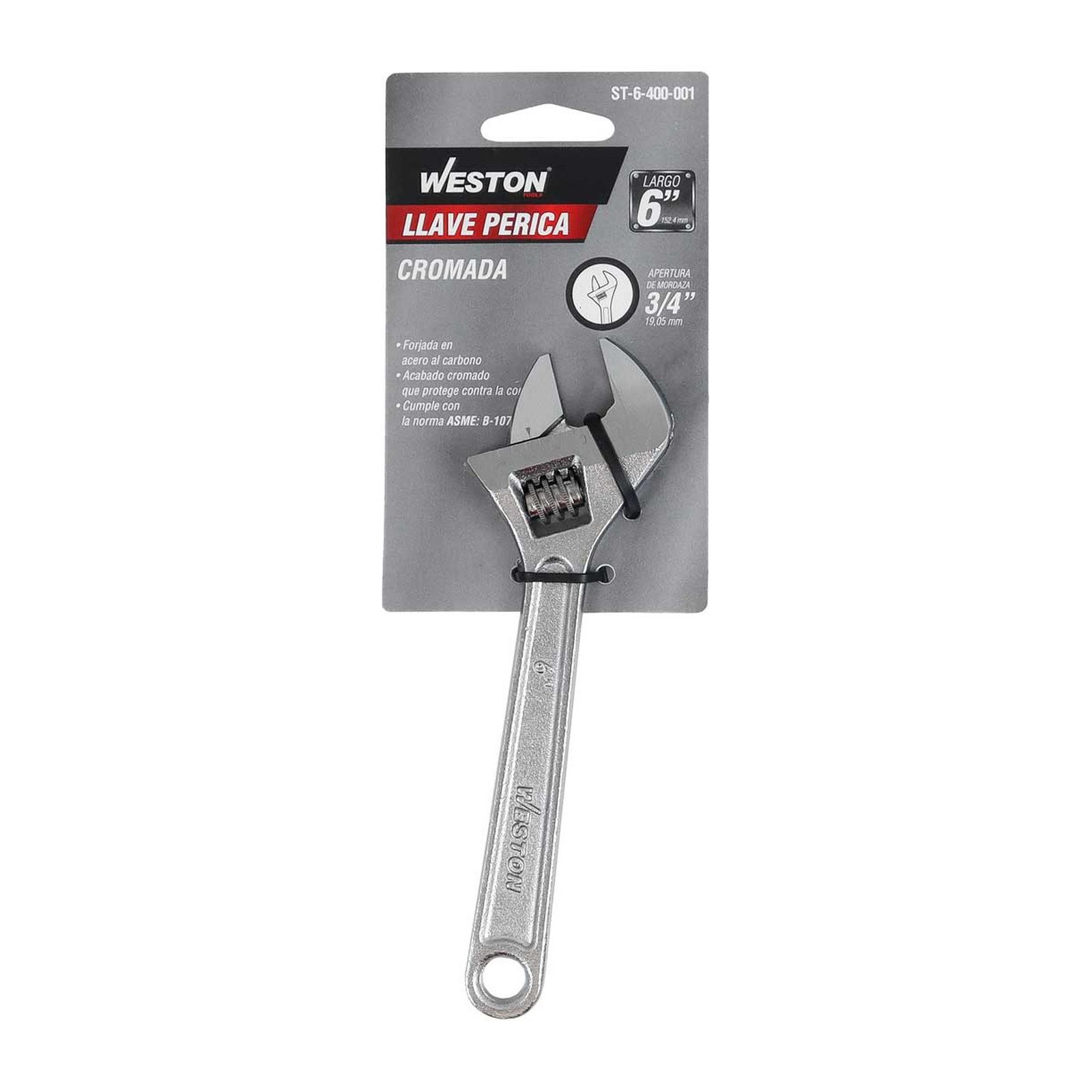 LLAVE PERICA CROMADA 6" (Caja c/6 pzs - Precio x Pieza) - Imagen 3