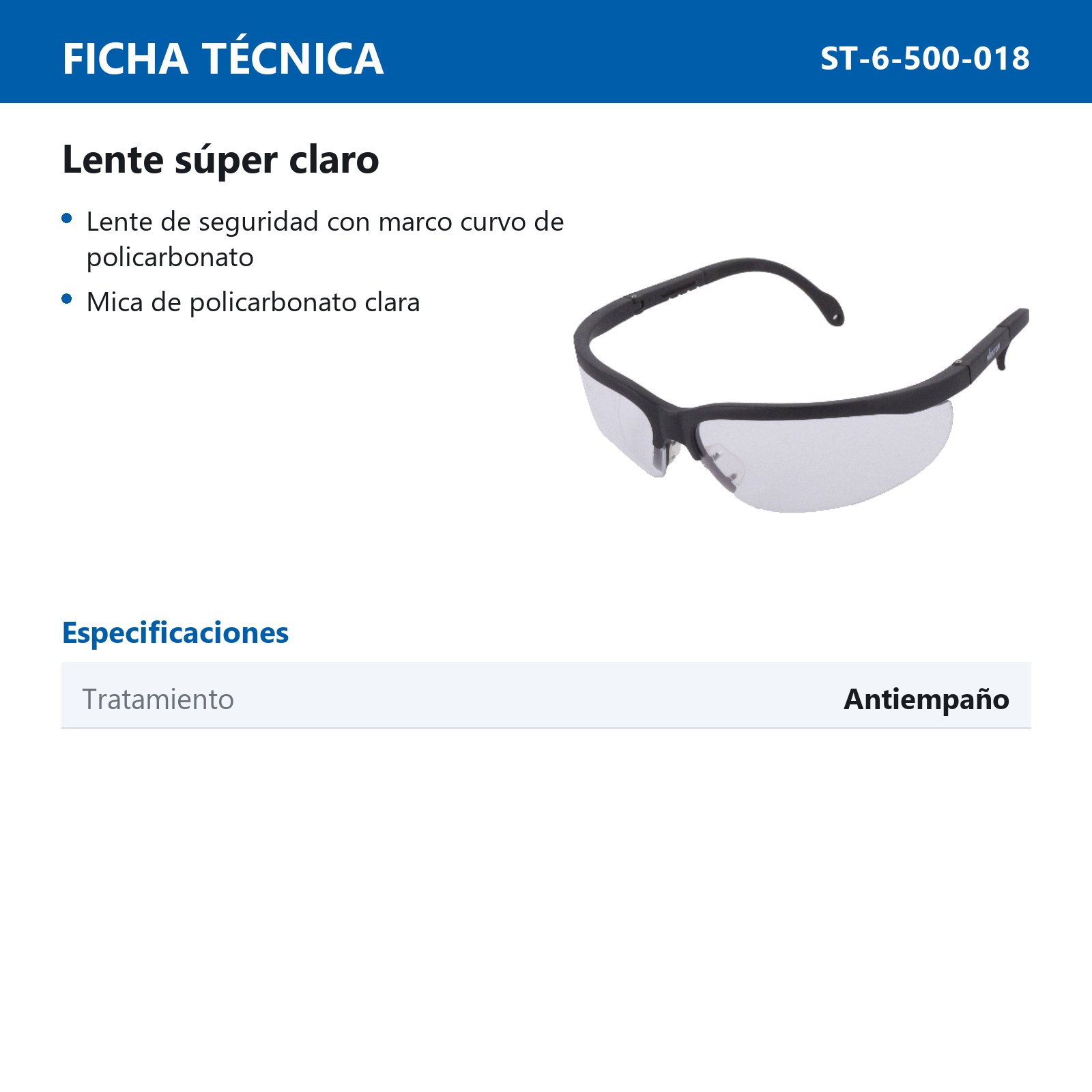 LENTE SUPER CLARO ANSI ANTIEMPAÑO - Imagen 2