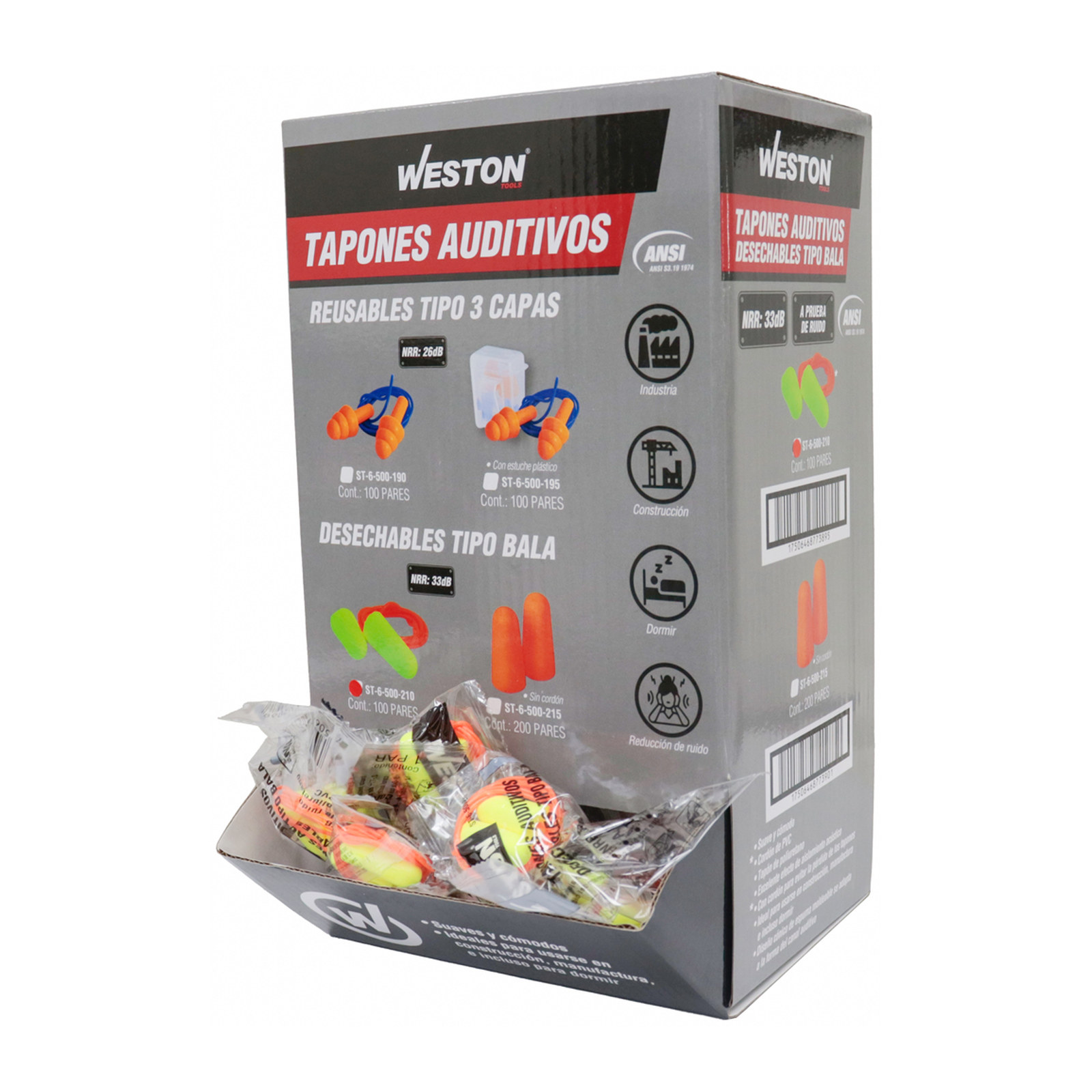 TAPON AUDITIVO DESECHABLE 33DB    (PRECIO X PZA, CAJA C/100) - Imagen 4