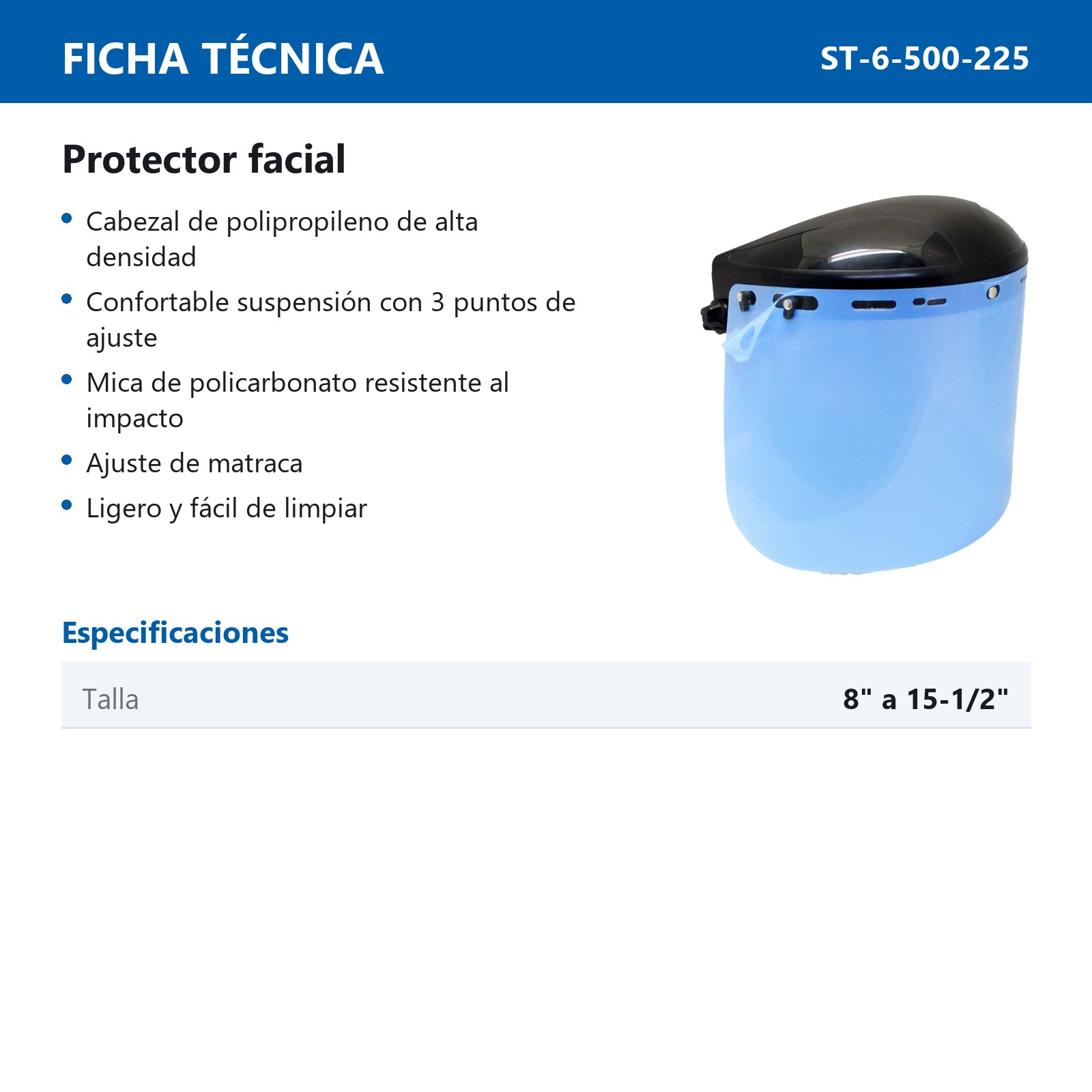 PROTECTOR FACIAL TALLA 8-15.5" - Imagen 4