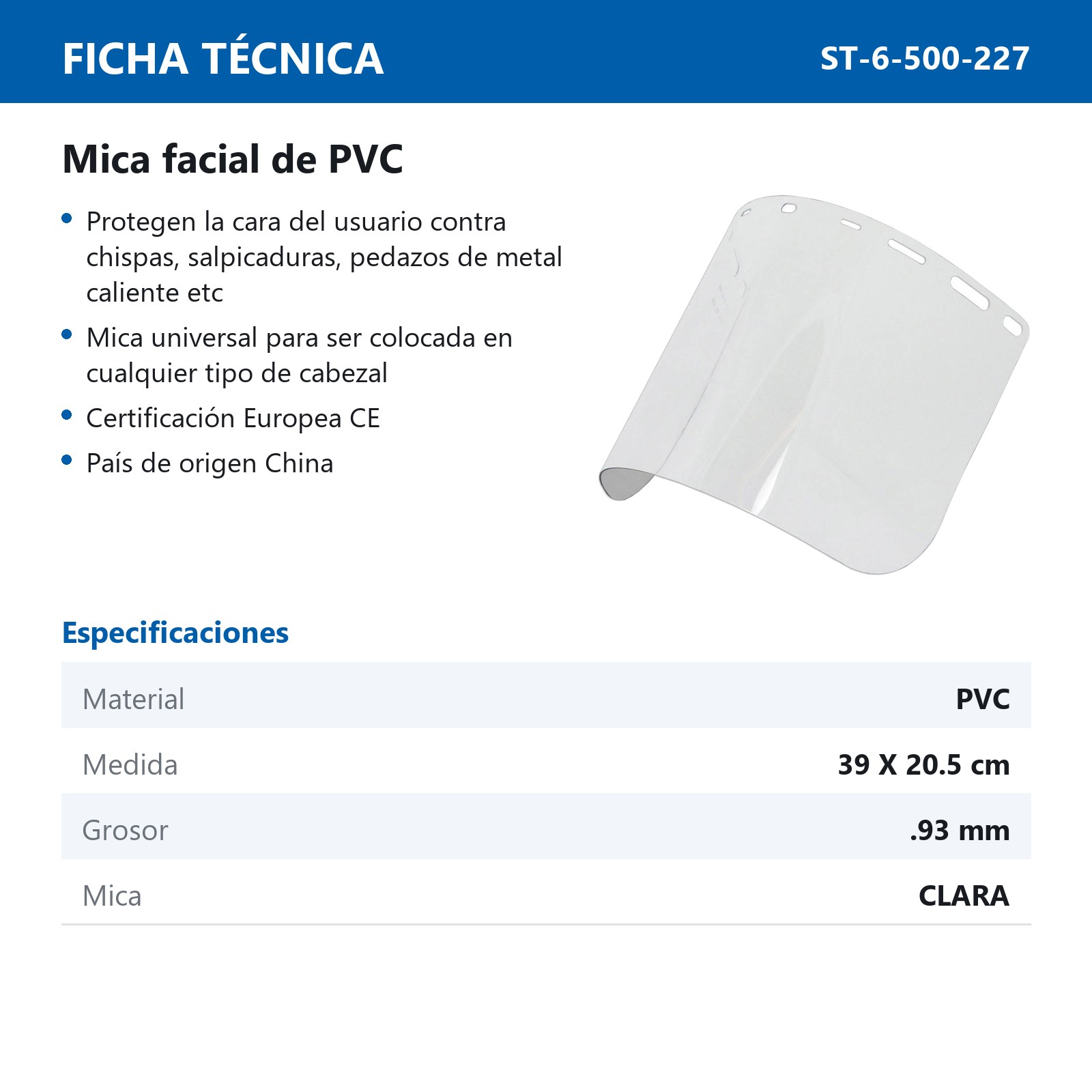MICA FACIAL DE PETG 8X15.5" - Imagen 3
