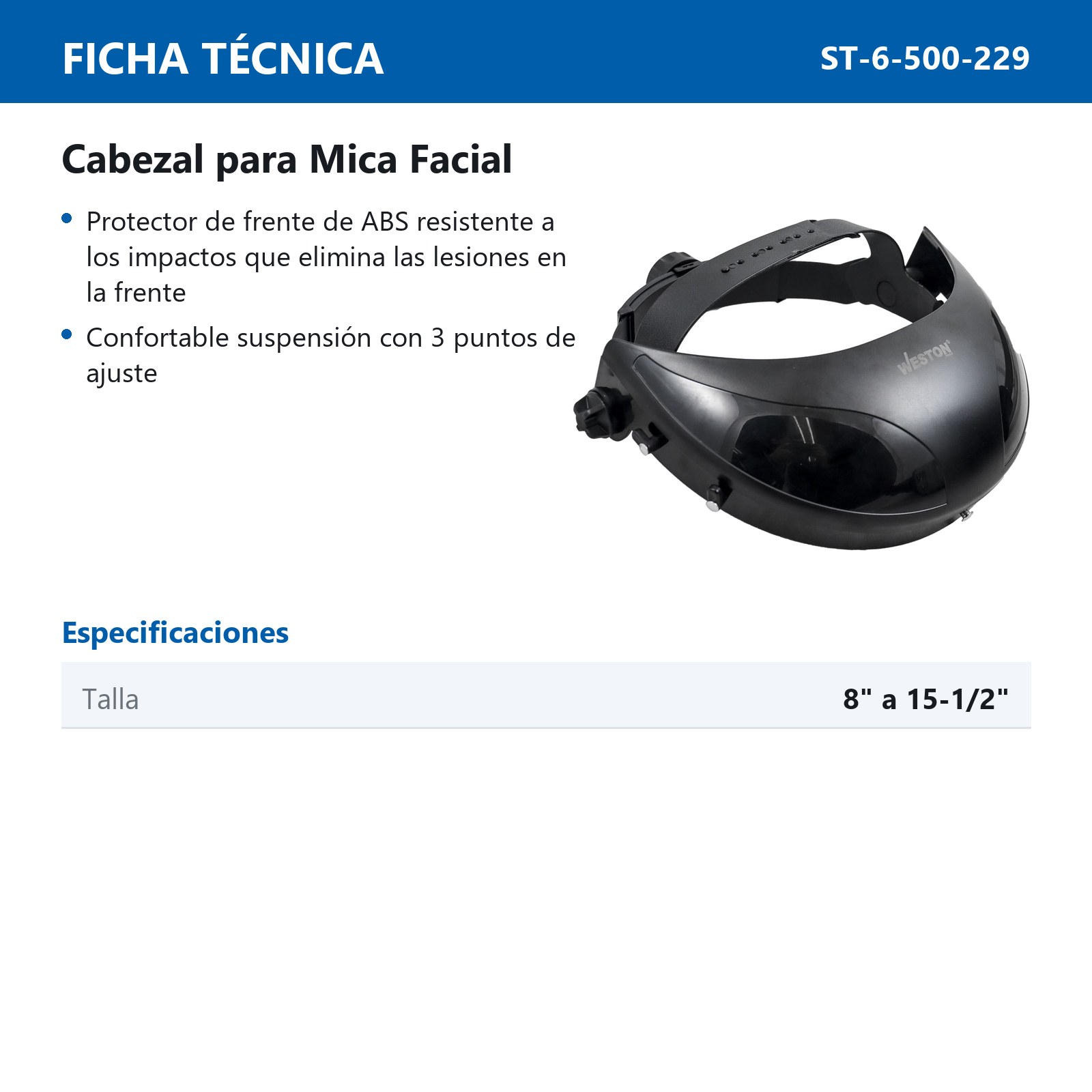 CABEZAL PARA MICA FACIAL TALLA 8-15.5" - Imagen 3