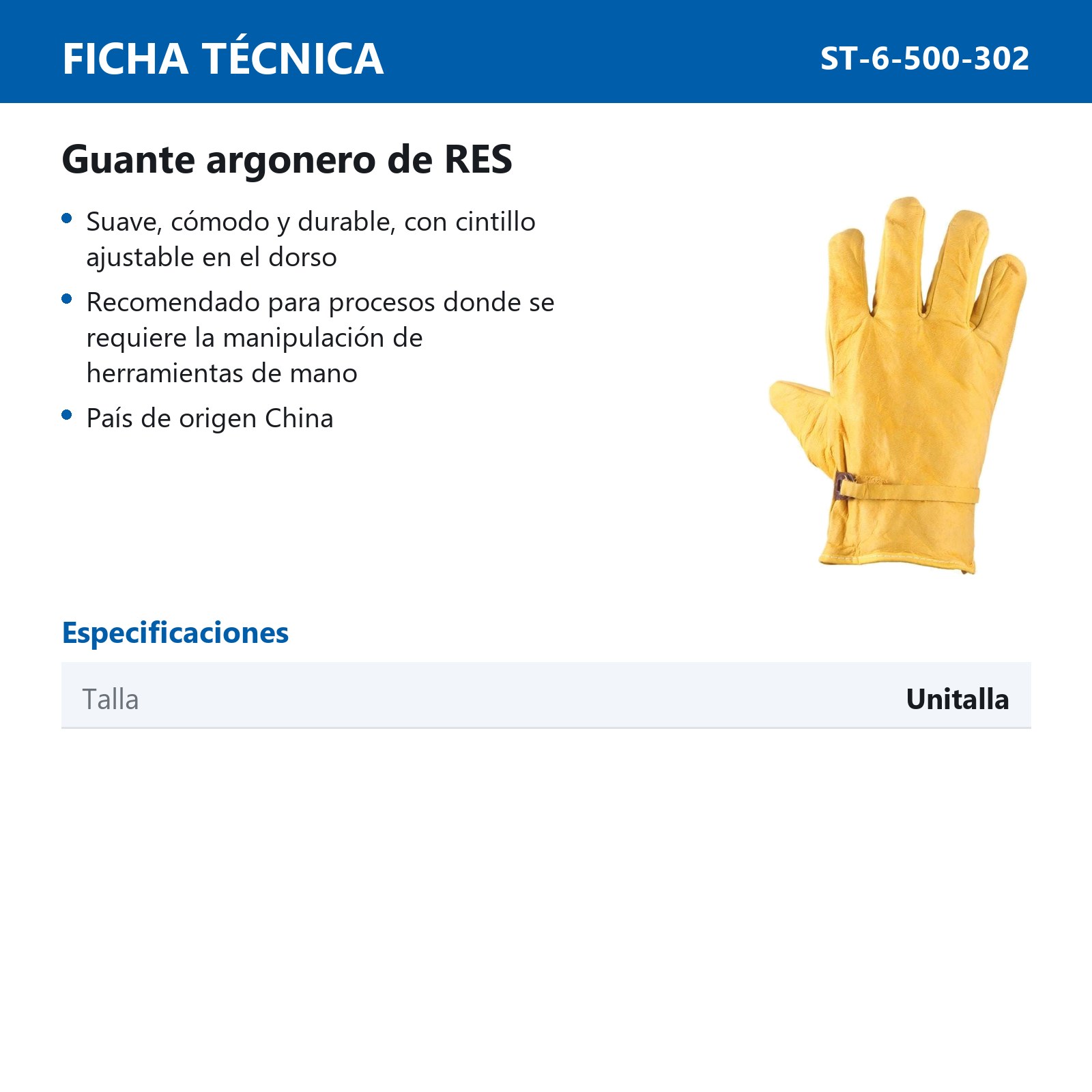 GUANTE ARGONERO DE RES (Precio x par - Empaque c/25 pares) - Imagen 3