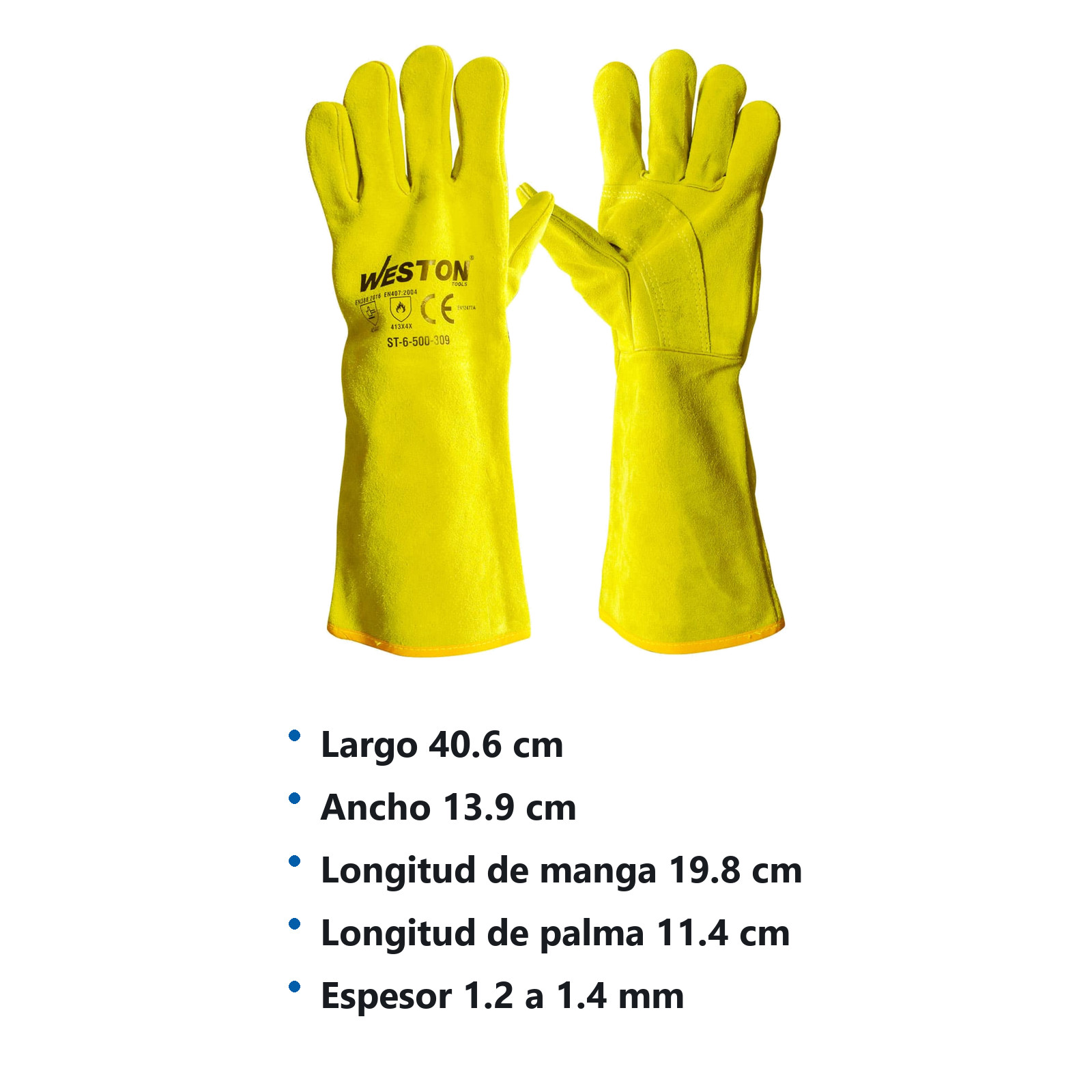 GUANTE SOLDADOR AMARILLO C/ REF. EN PALMA, USO INDUSTRIAL TIPO A 16" - Imagen 4