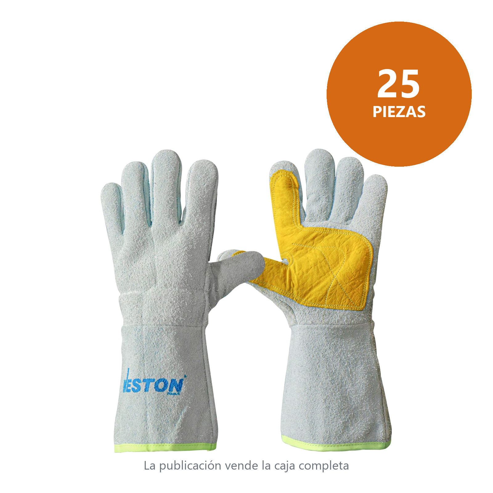 GUANTE SOLDADOR GRIS C/ REFUERZO DE PIEL EN PALMA (Precio x par - Empaque c/25 pares) - Imagen 3
