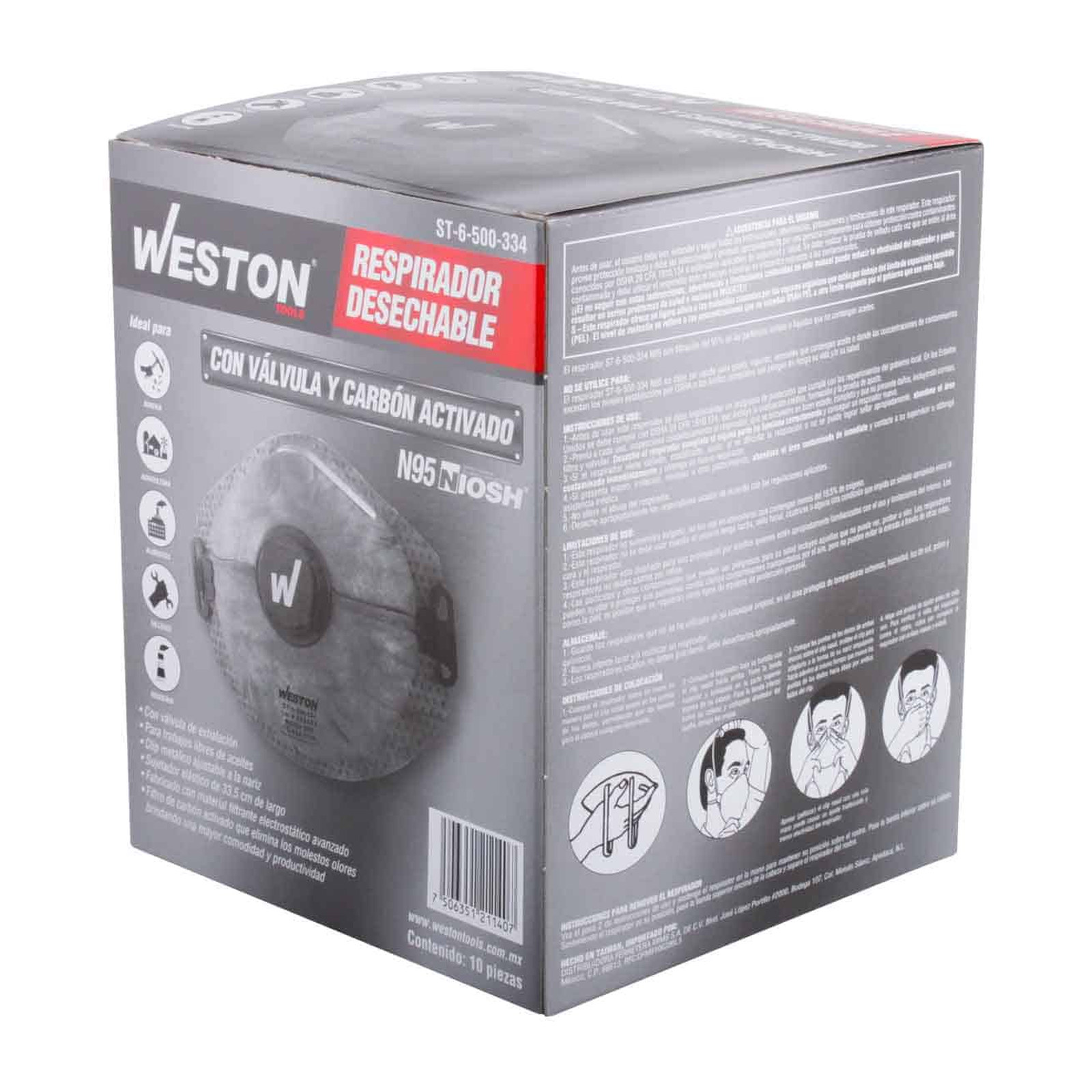 RESPIRADOR C/CARBON ACTIVADO C/VALVULA N95 Certificado CDC (Precio x pieza - Empaque c/10 pzas) - Imagen 4