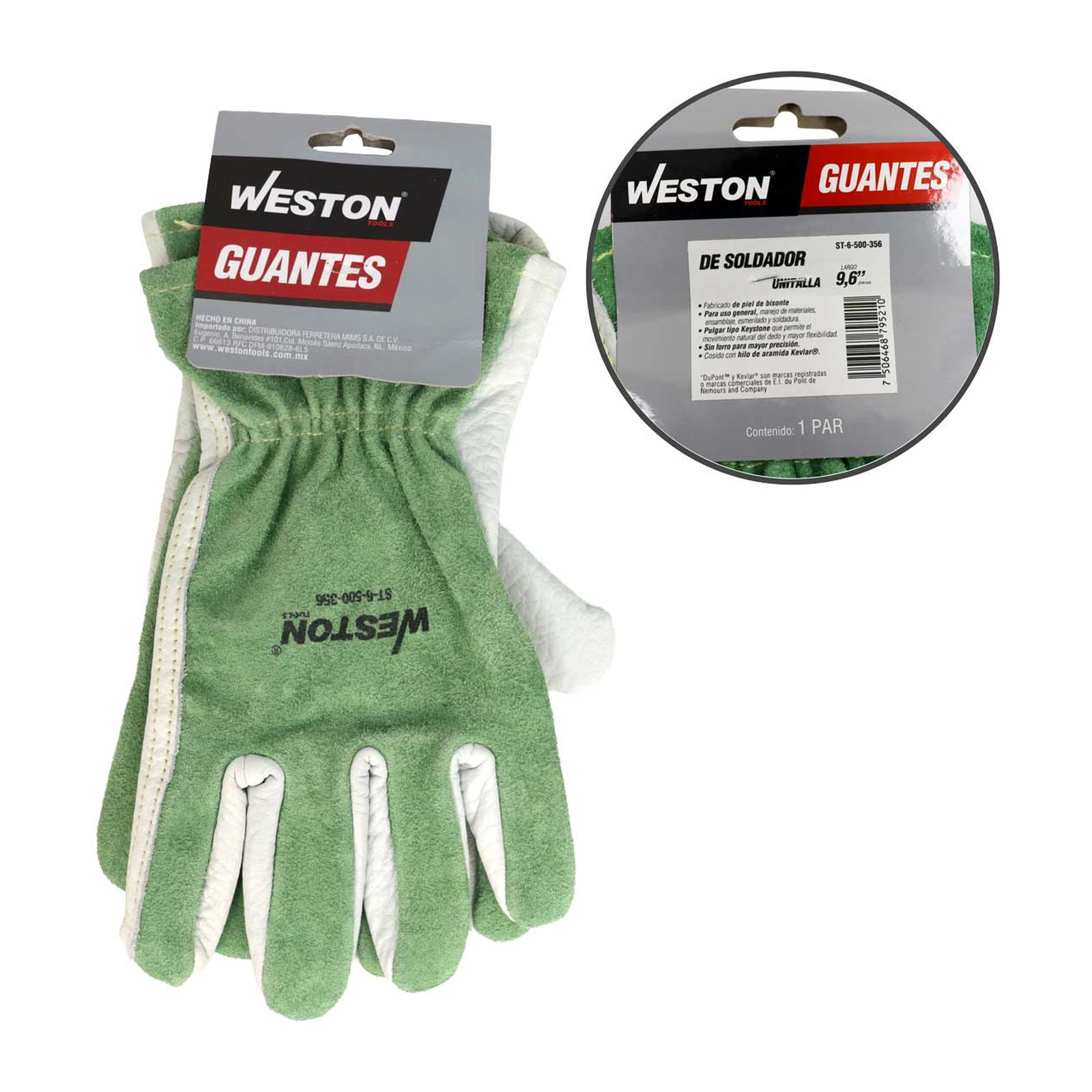 GUANTE DE TRABAJO DE PIEL DE BISONTE USO GENERAL PULGAR KEYSTONE 9.6" - Imagen 4