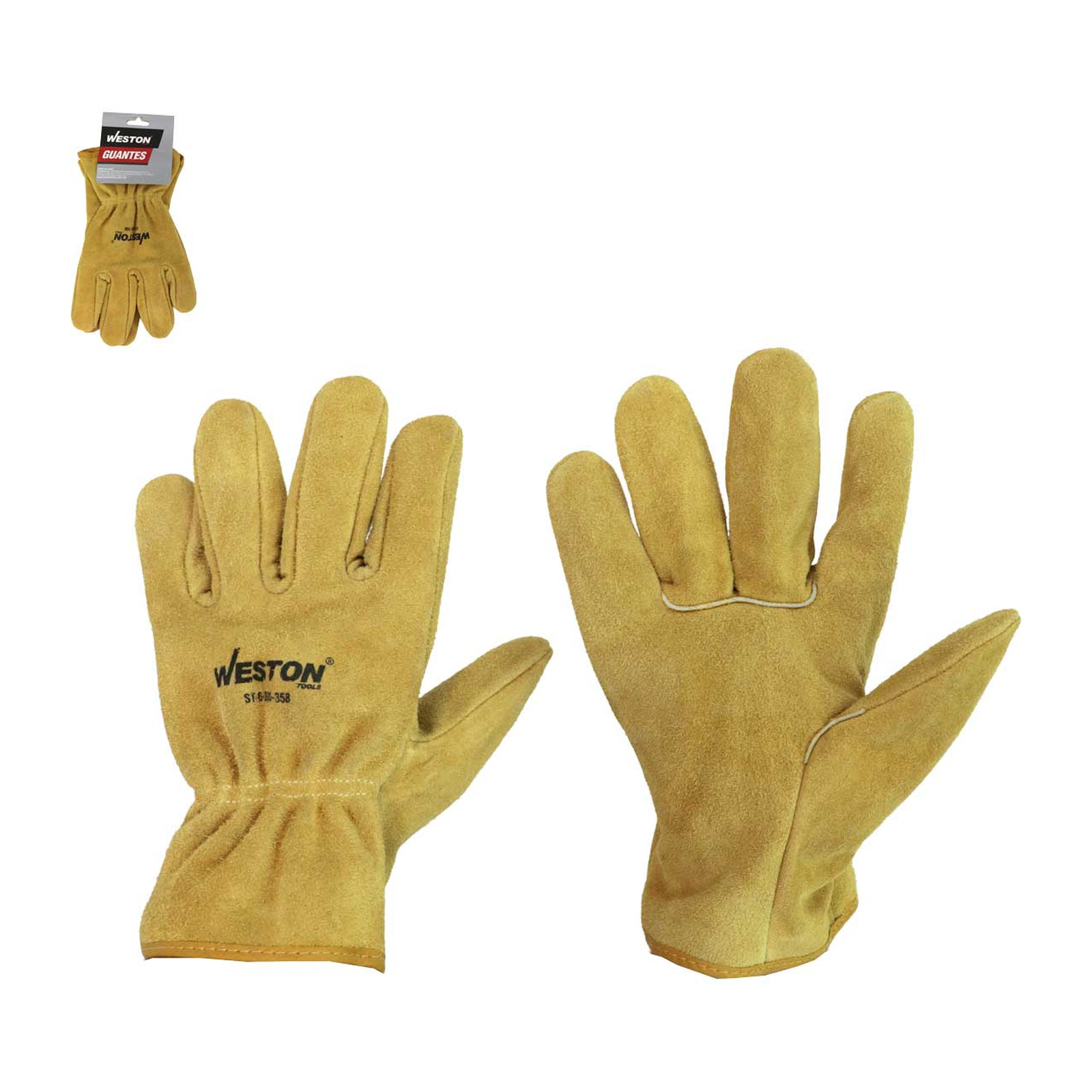 GUANTE DE TRABAJO DE CARNAZA RESISTENTE A LA ABRASION USO GENERAL ELASTICO AJUSTABLE 9.5"