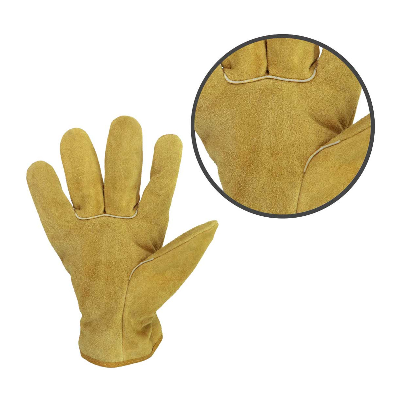 GUANTE DE TRABAJO DE CARNAZA RESISTENTE A LA ABRASION USO GENERAL ELASTICO AJUSTABLE 9.5" - Imagen 2