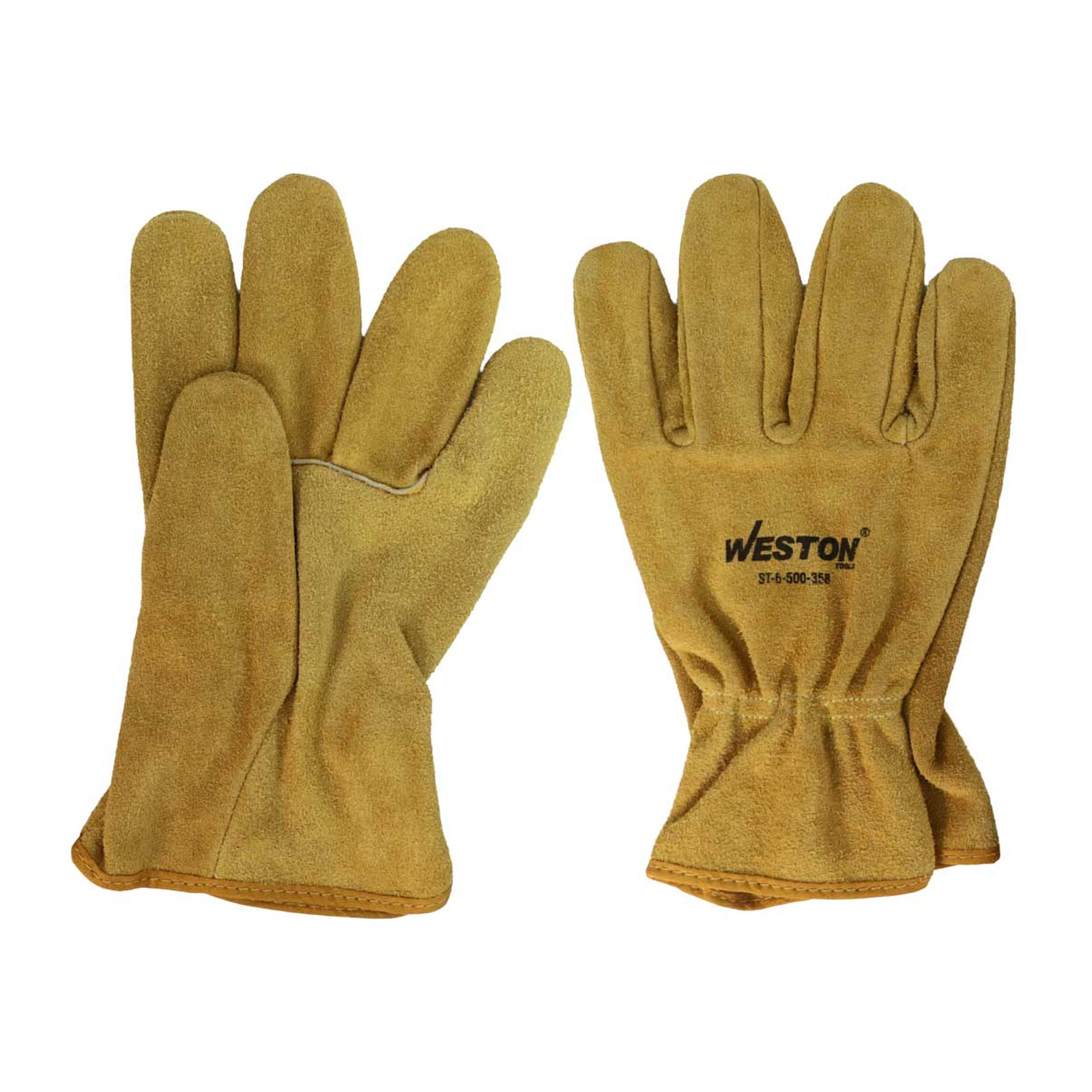GUANTE DE TRABAJO DE CARNAZA RESISTENTE A LA ABRASION USO GENERAL ELASTICO AJUSTABLE 9.5" - Imagen 3