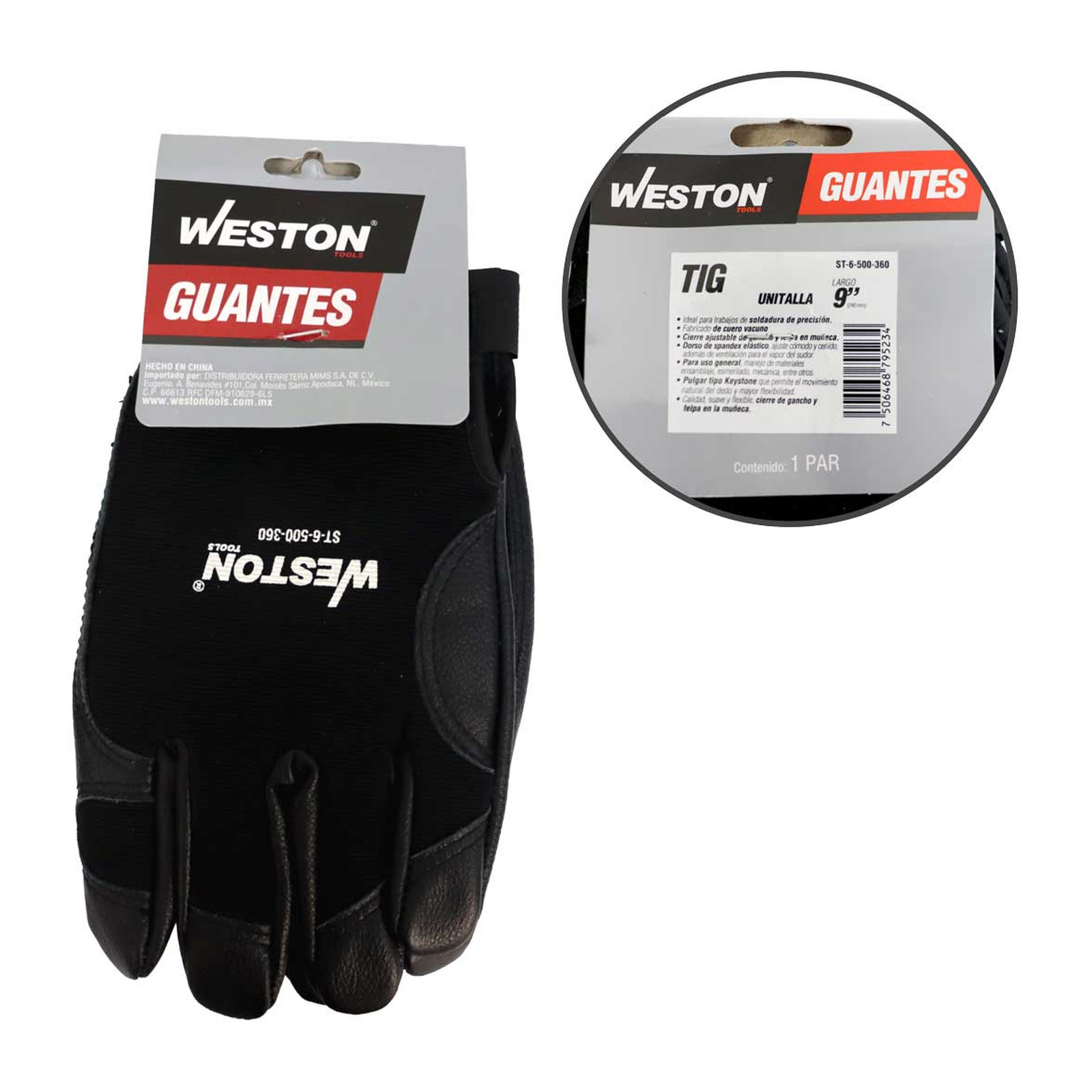 GUANTE DE TRABAJO DE PIEL DE RES USO GENERAL AJUSTABLE GANCHO Y FELPA PULGAR KEYSTONE 9.5" - Imagen 4