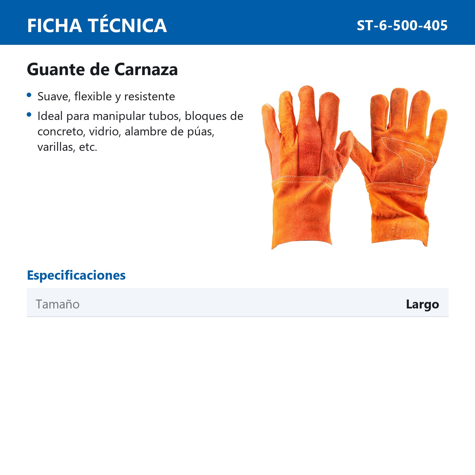 GUANTE DE CARNAZA LARGO (Precio x par - Empaque c/25 pares) - Imagen 3