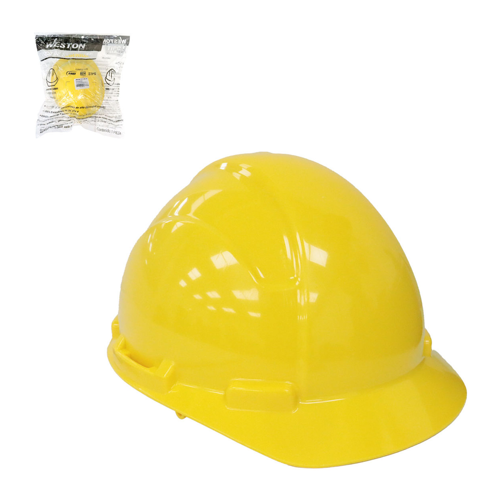 Casco de Seguridad Tipo Cachucha con Matraca Amarillo Weston
