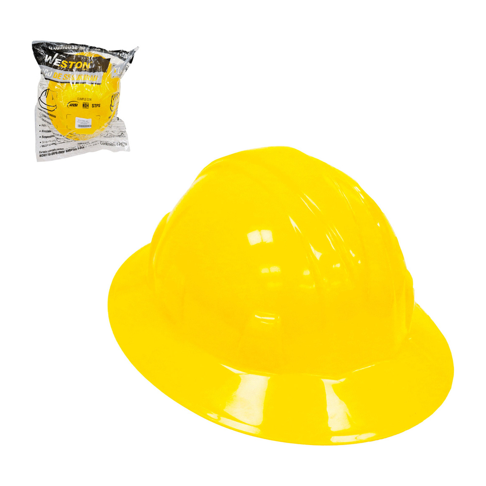 Casco de Seguridad Tipo Ala Ancha con Ajuste de Matraca Amarillo Weston