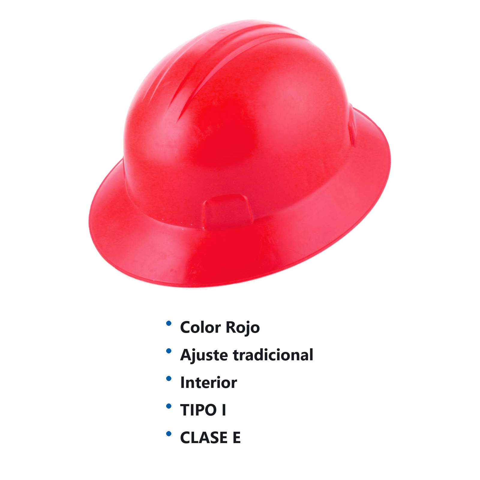 CASCO DE SEGURIDAD TIPO ALA ANCHA CON AJUSTE DE INTERVALOS ROJO - Imagen 2