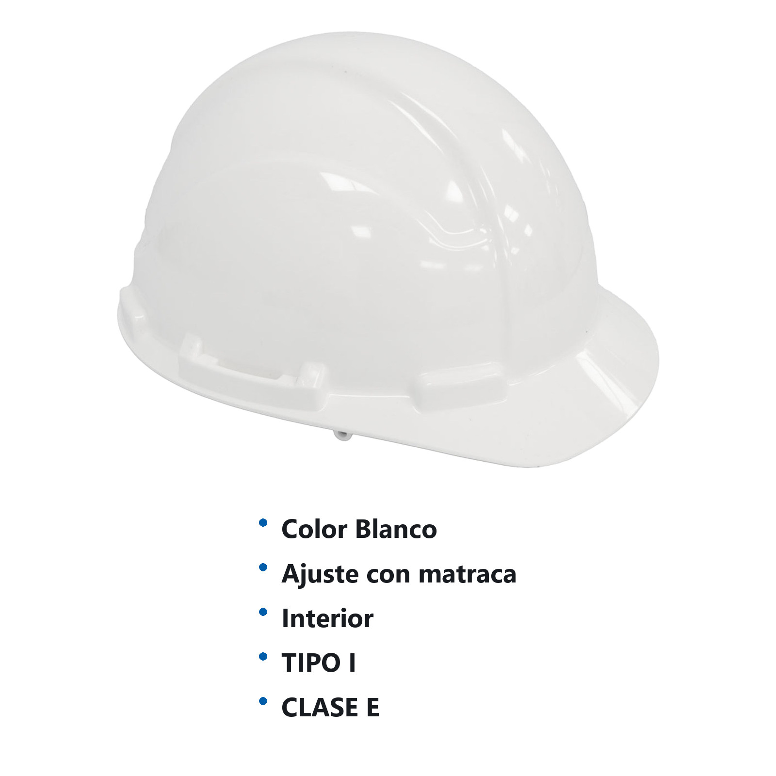 CASCO DE SEGURIDAD TIPO CACHUCHA C/MATRACA BLANCO - Imagen 3