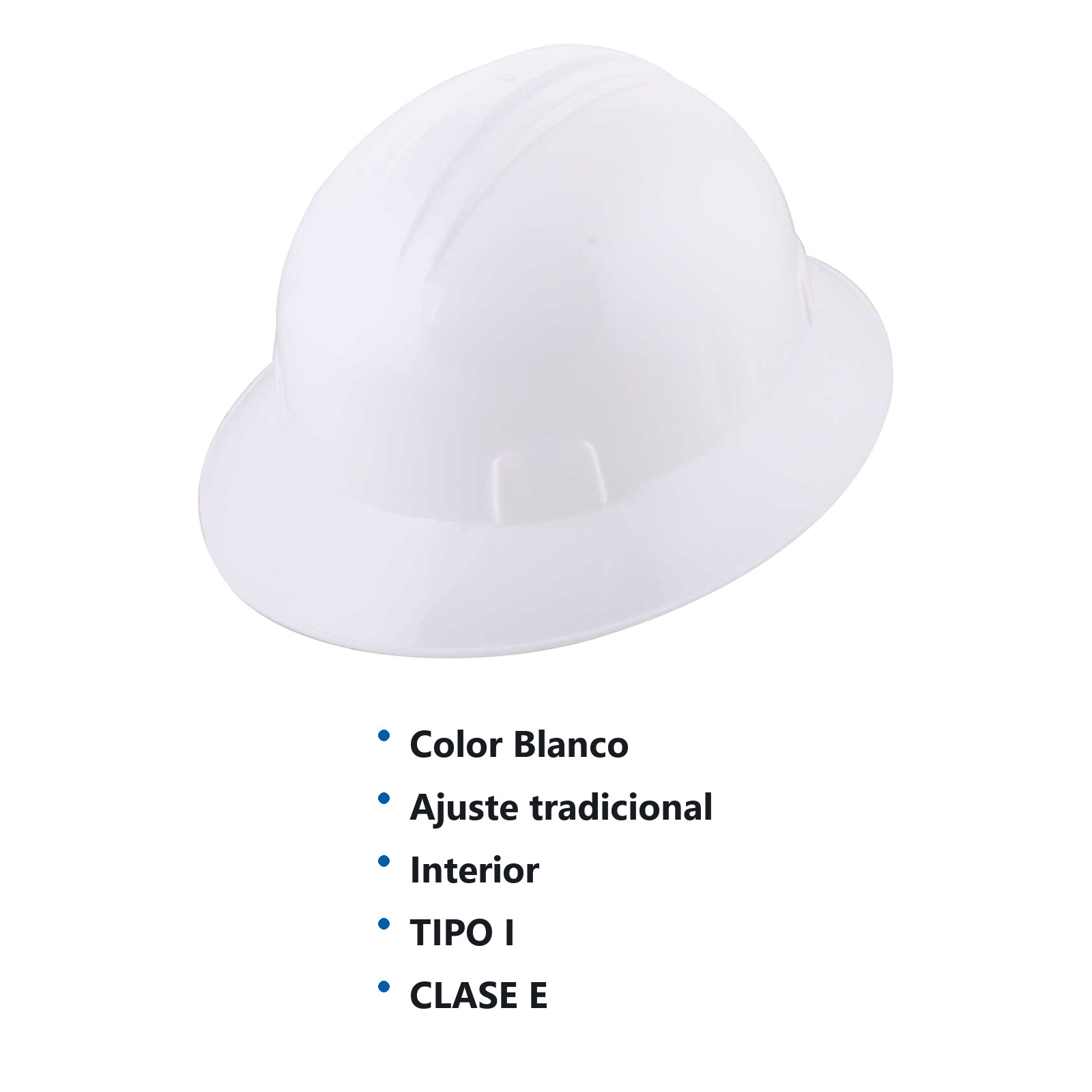 CASCO DE SEGURIDAD TIPO ALA ANCHA CON AJUSTE DE INTERVALOS BLANCO - Imagen 2