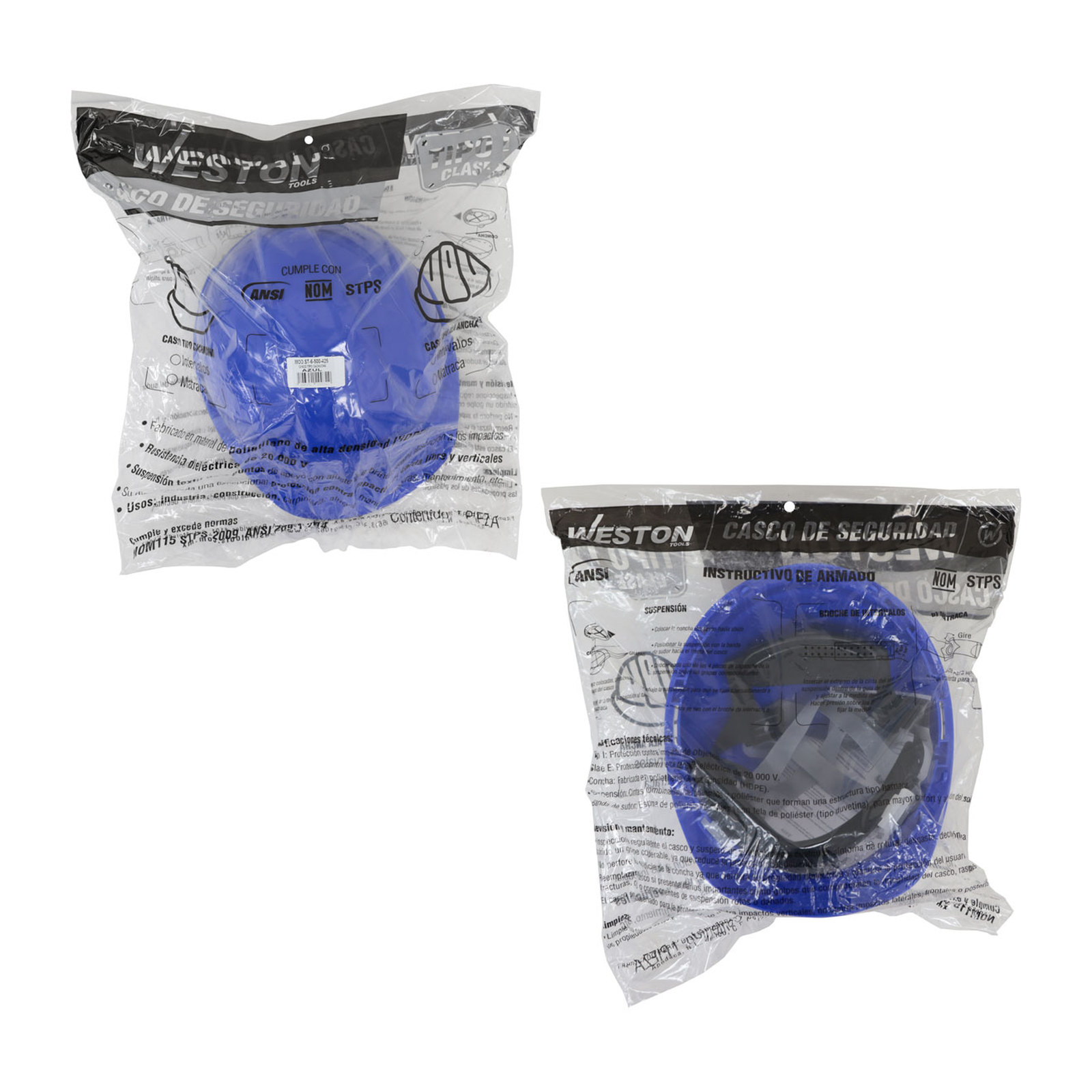 CASCO DE SEGURIDAD TIPO CACHUCHA CON AJUSTE DE INTERVALOS AZUL - Imagen 4