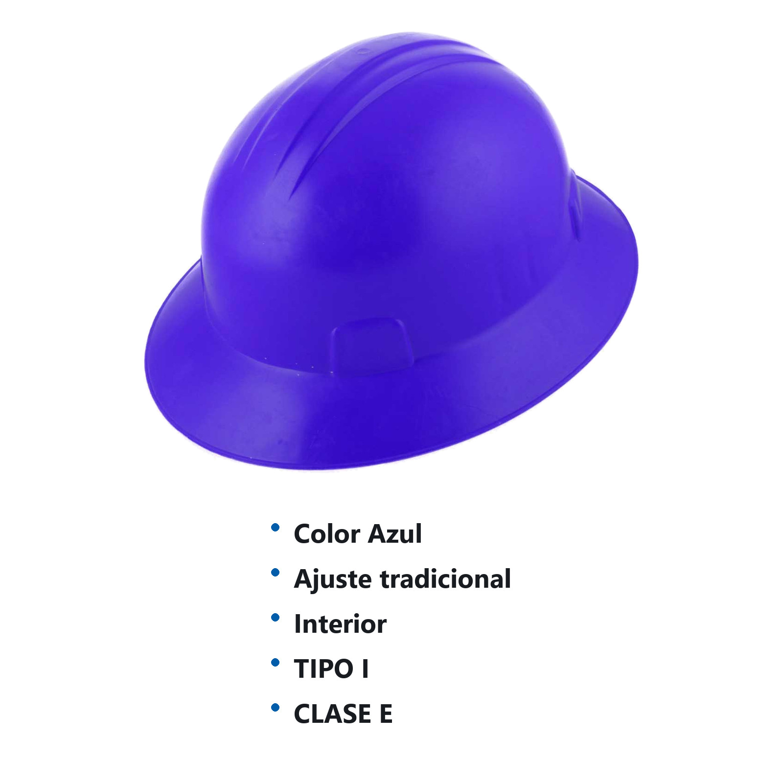 CASCO DE SEGURIDAD TIPO ALA ANCHA CON AJUSTE DE INTERVALOS AZUL - Imagen 2