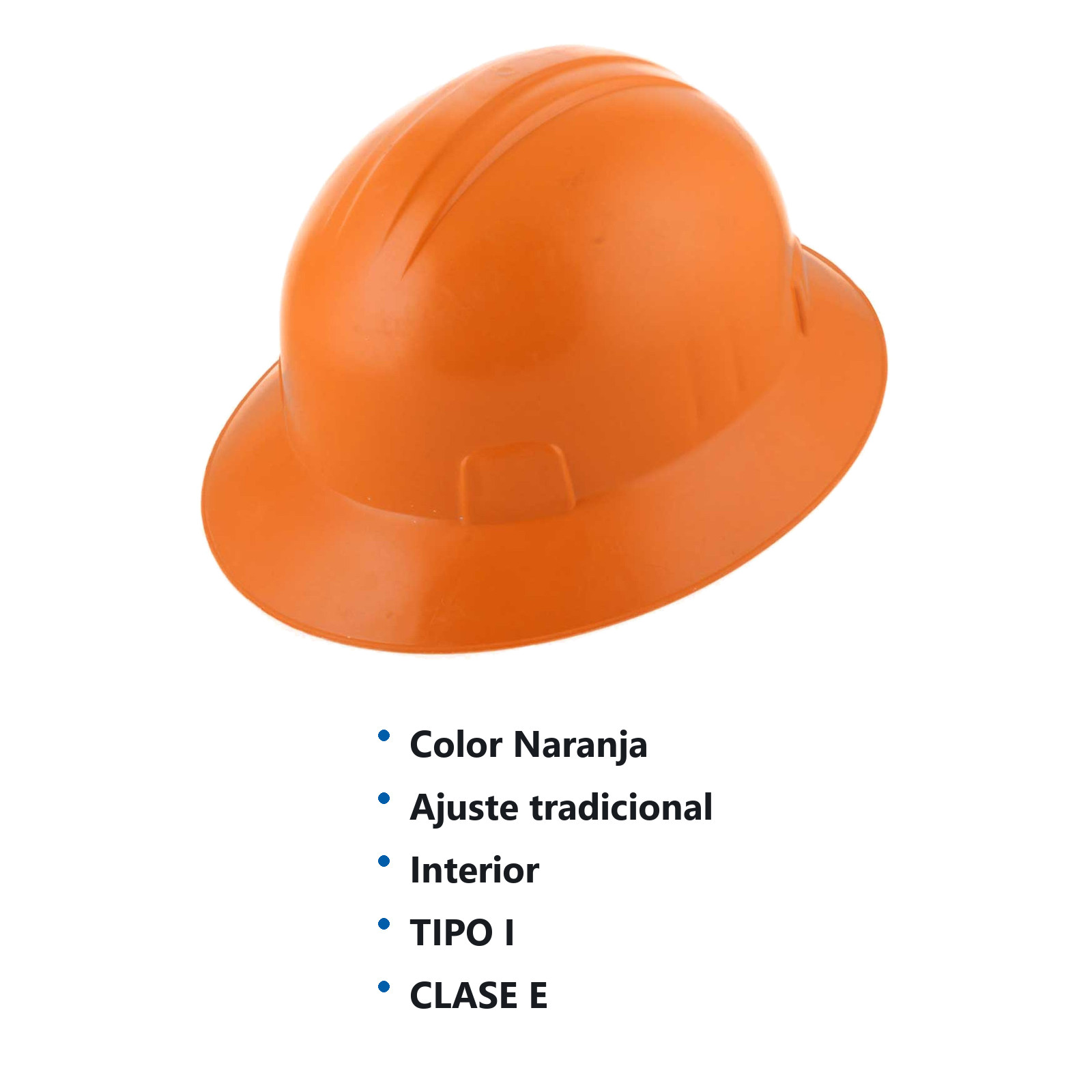 CASCO DE SEGURIDAD TIPO ALA ANCHA CON AJUSTE DE INTERVALOS NARANJA - Imagen 2