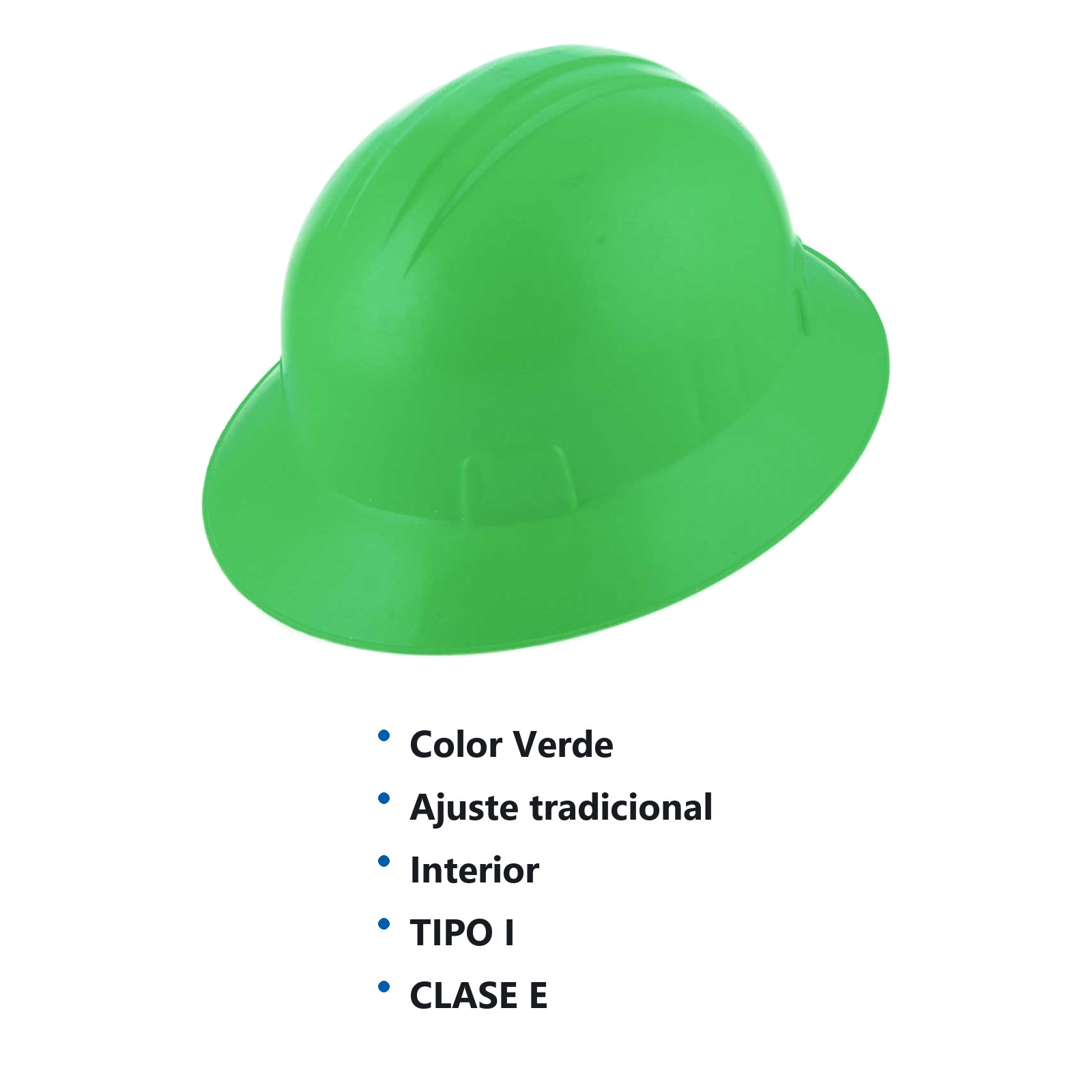 CASCO DE SEGURIDAD TIPO ALA ANCHA CON AJUSTE DE INTERVALOS VERDE - Imagen 2