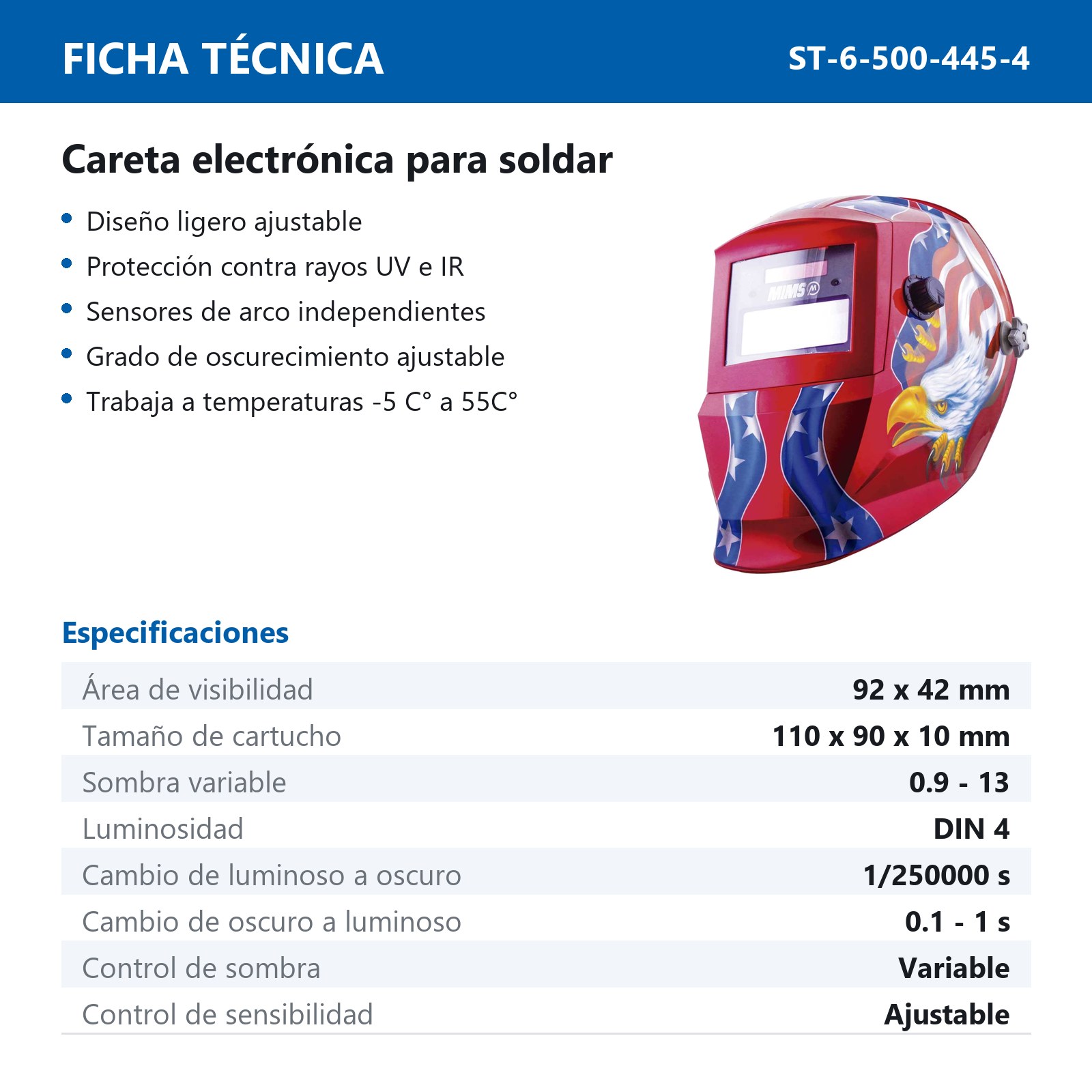 CARETA MIMS AGUILA ROJO/AZUL SENCILLA - Imagen 3