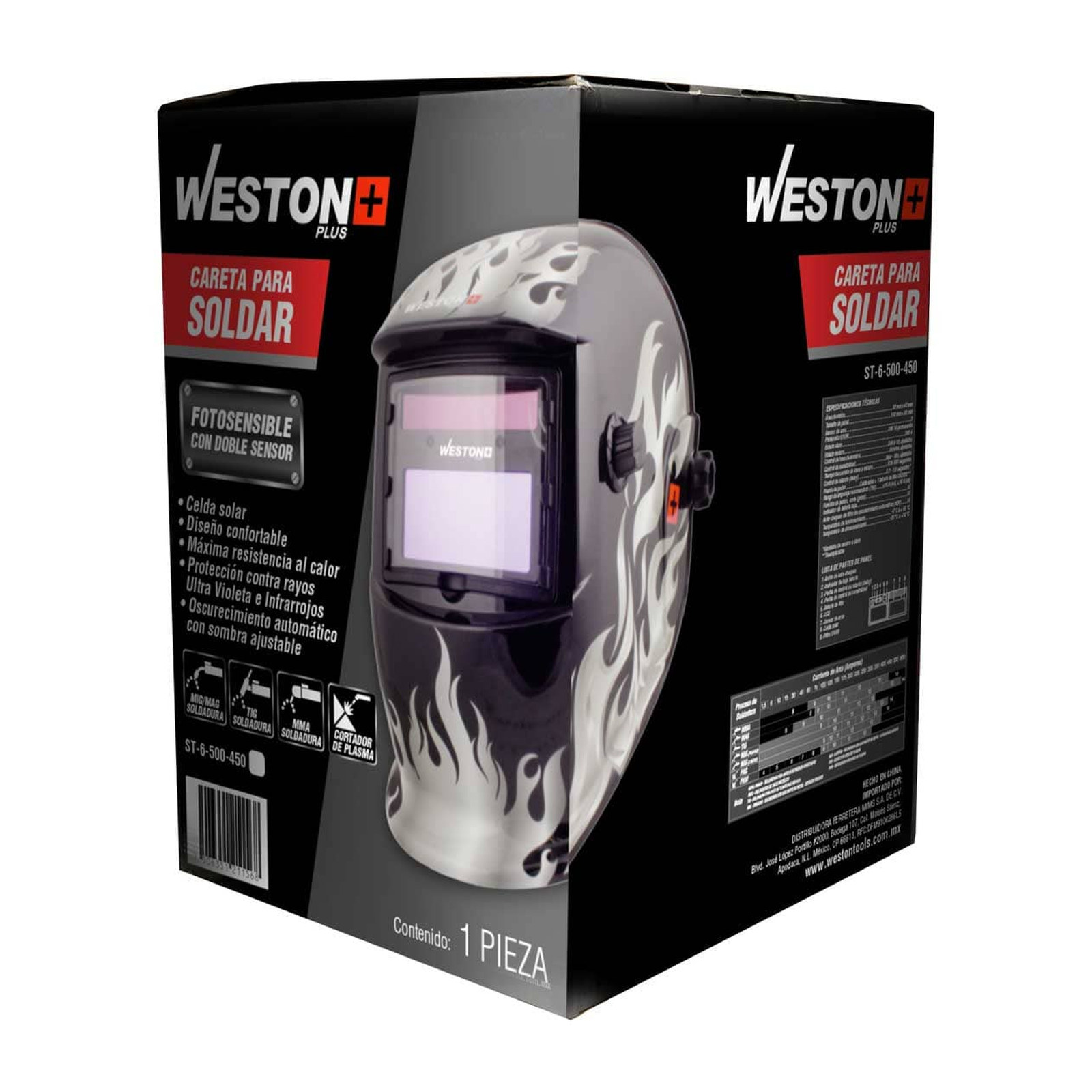 Careta P/Soldar Weston Plus 3 fun. 2 sensores TIG>= 10 Amp. - Imagen 2