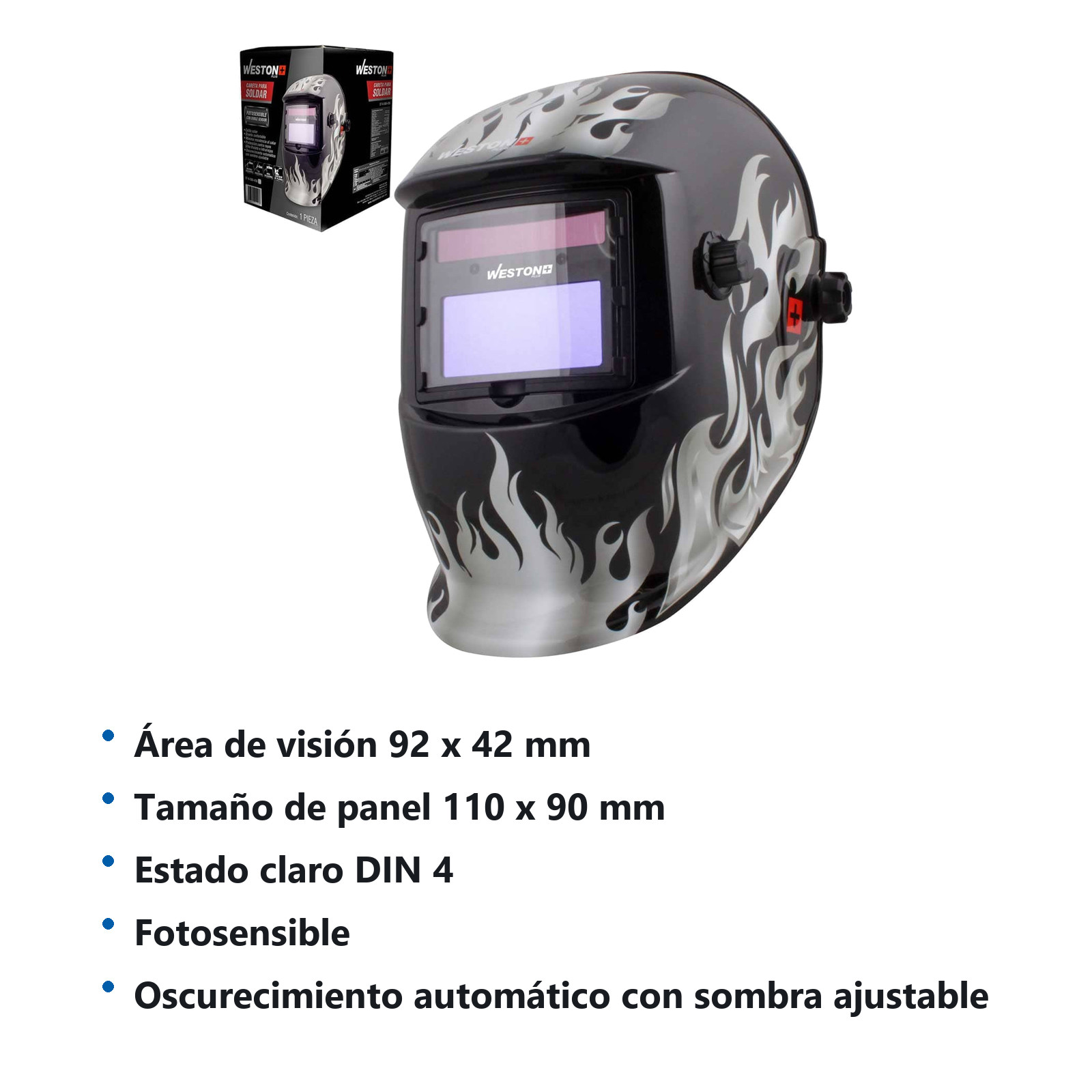 Careta P/Soldar Weston Plus 3 fun. 2 sensores TIG>= 10 Amp. - Imagen 3