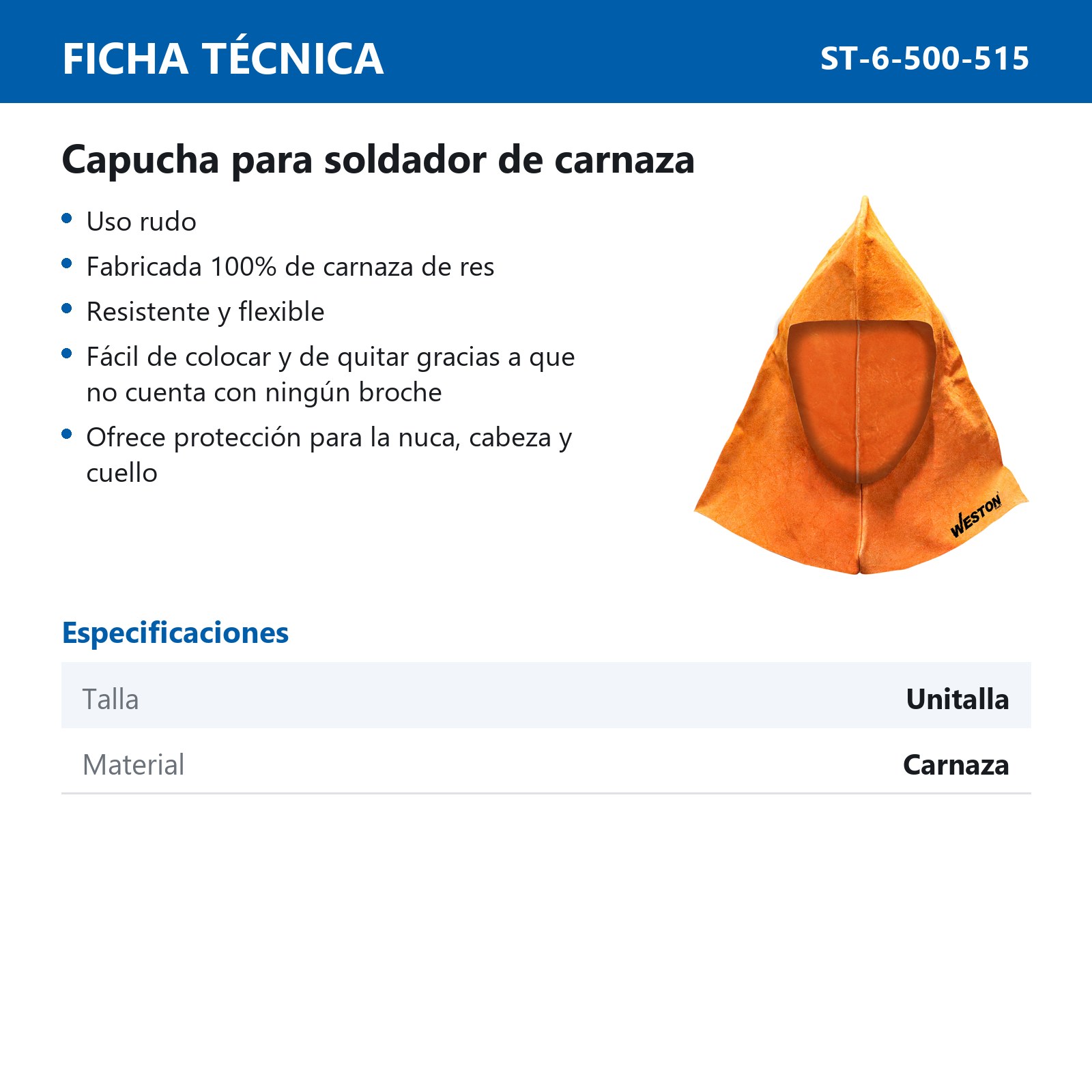 CAPUCHA PARA SOLDADOR DE CARNAZA USO RUDO UNITALLA - Imagen 2