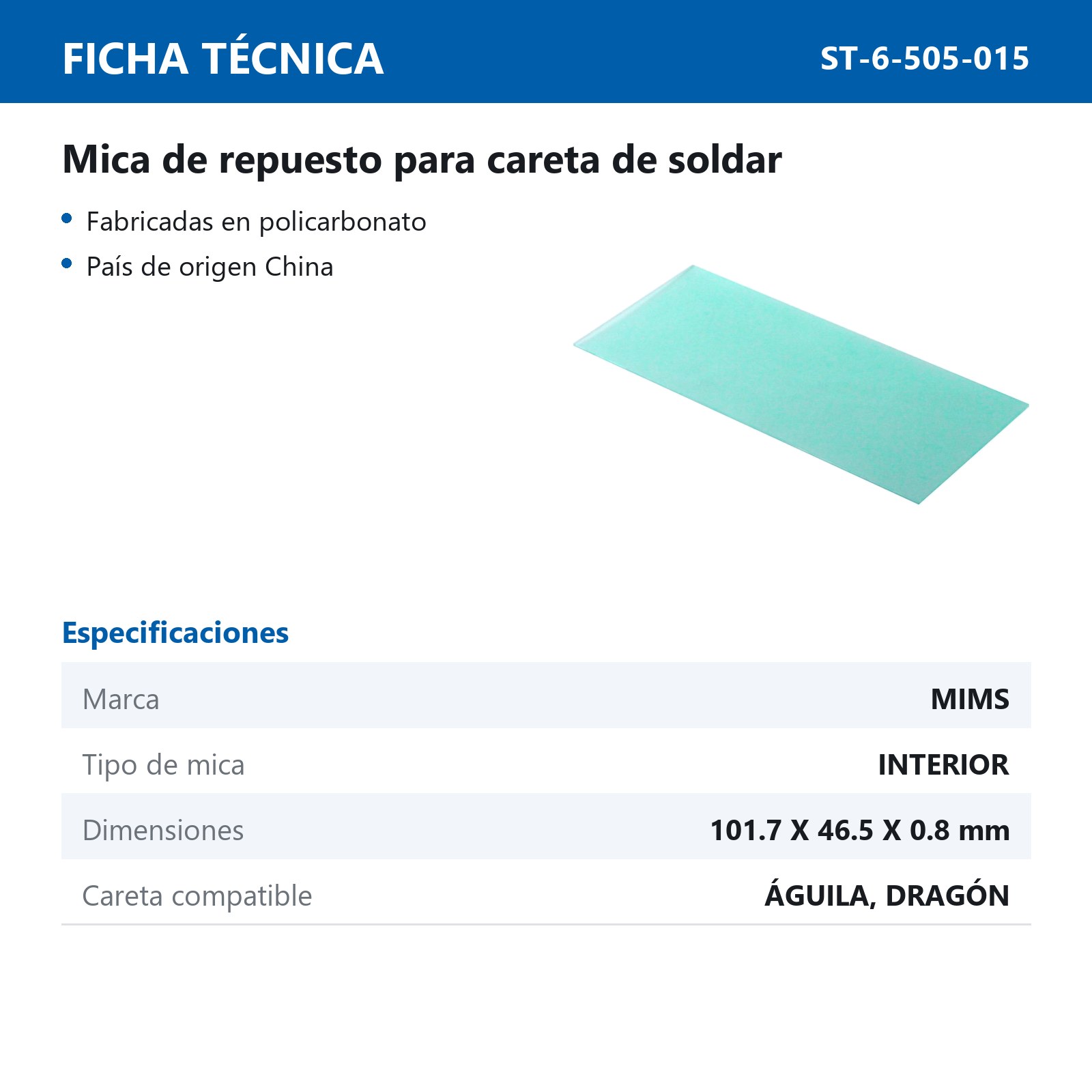 MICA INTERIOR P/CARETA DE SOLDAR (DRAGON Y AGUILA) (Precio x Pieza - Empaque C/10 piezas) - Imagen 3