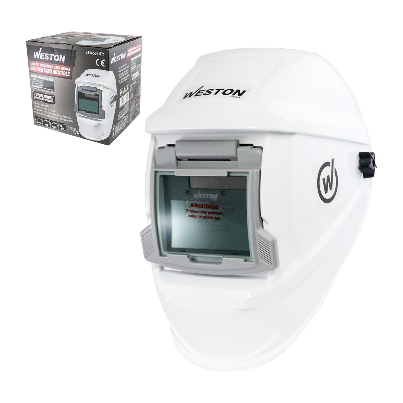 Careta para Soldar Electrónica con Ventana Abatible True Color 4 Sensores WESTON
