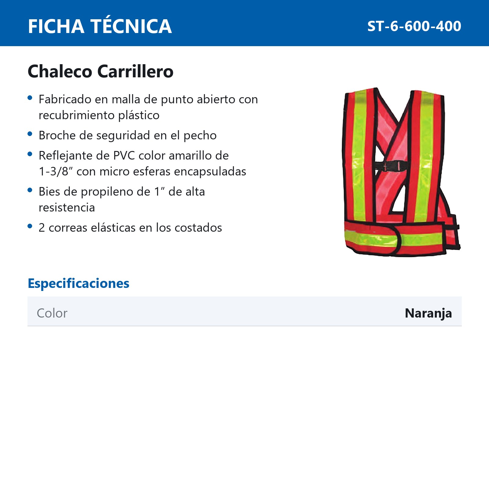 CHALECO CARRILLERO NARANJA - Imagen 2