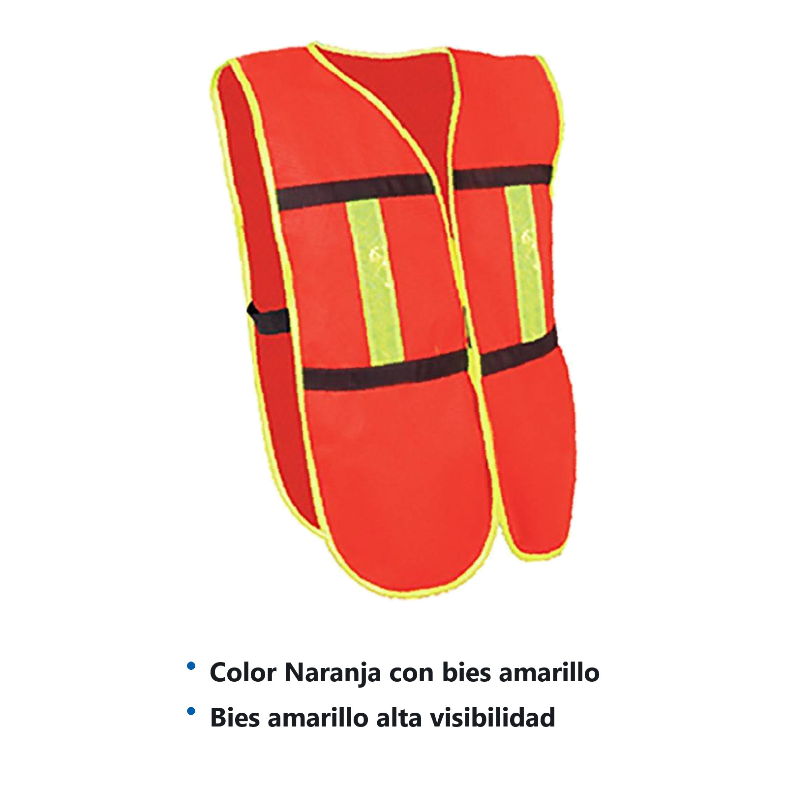 CHALECO D/MALLA NARANJA C/BIES AMARILLO ALTA VISIBILIDAD - Imagen 2