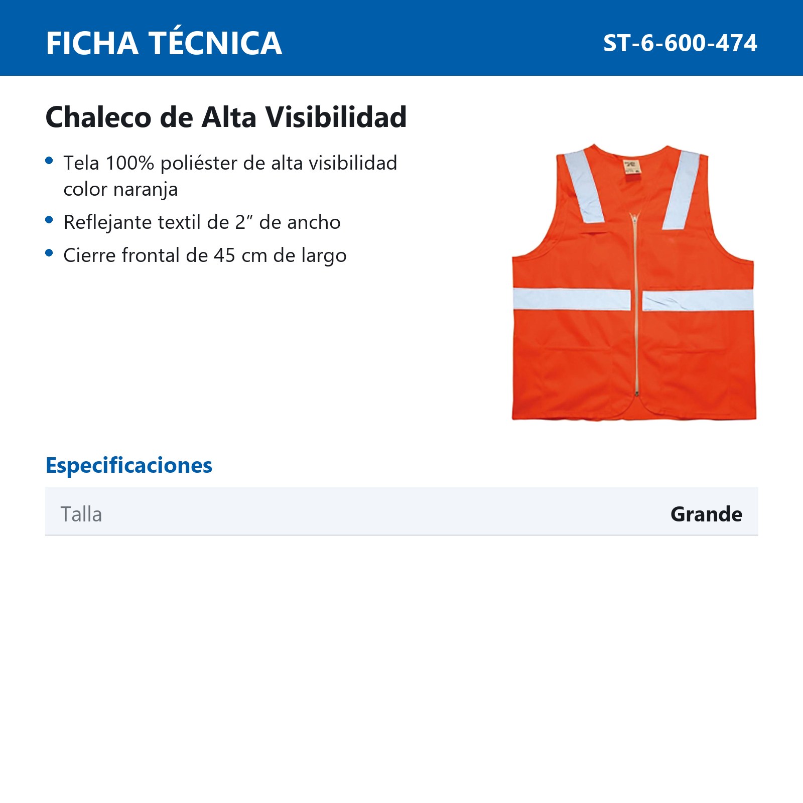 CHALECO ALTA VISIBILIDAD TALLA G - Imagen 2